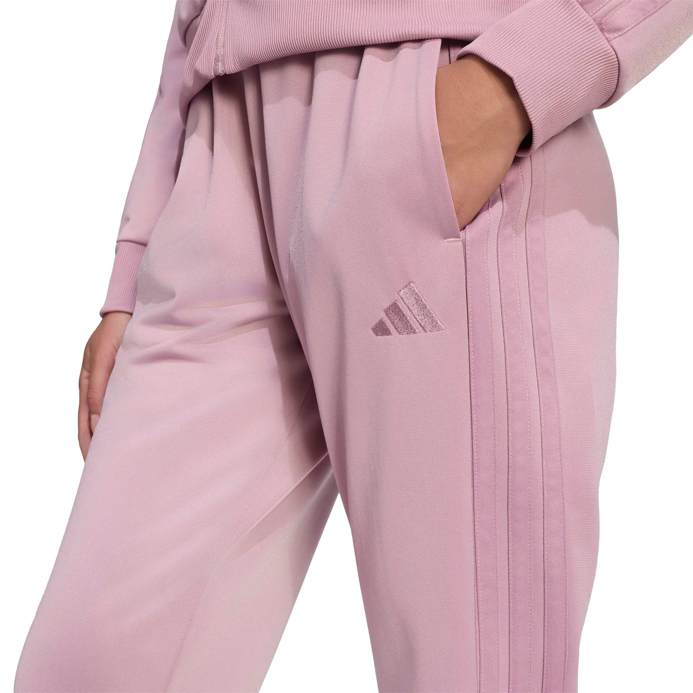 adidas Donna Essentials 3-Stripes Track Suit, Magic Mauve, L - immagine 5