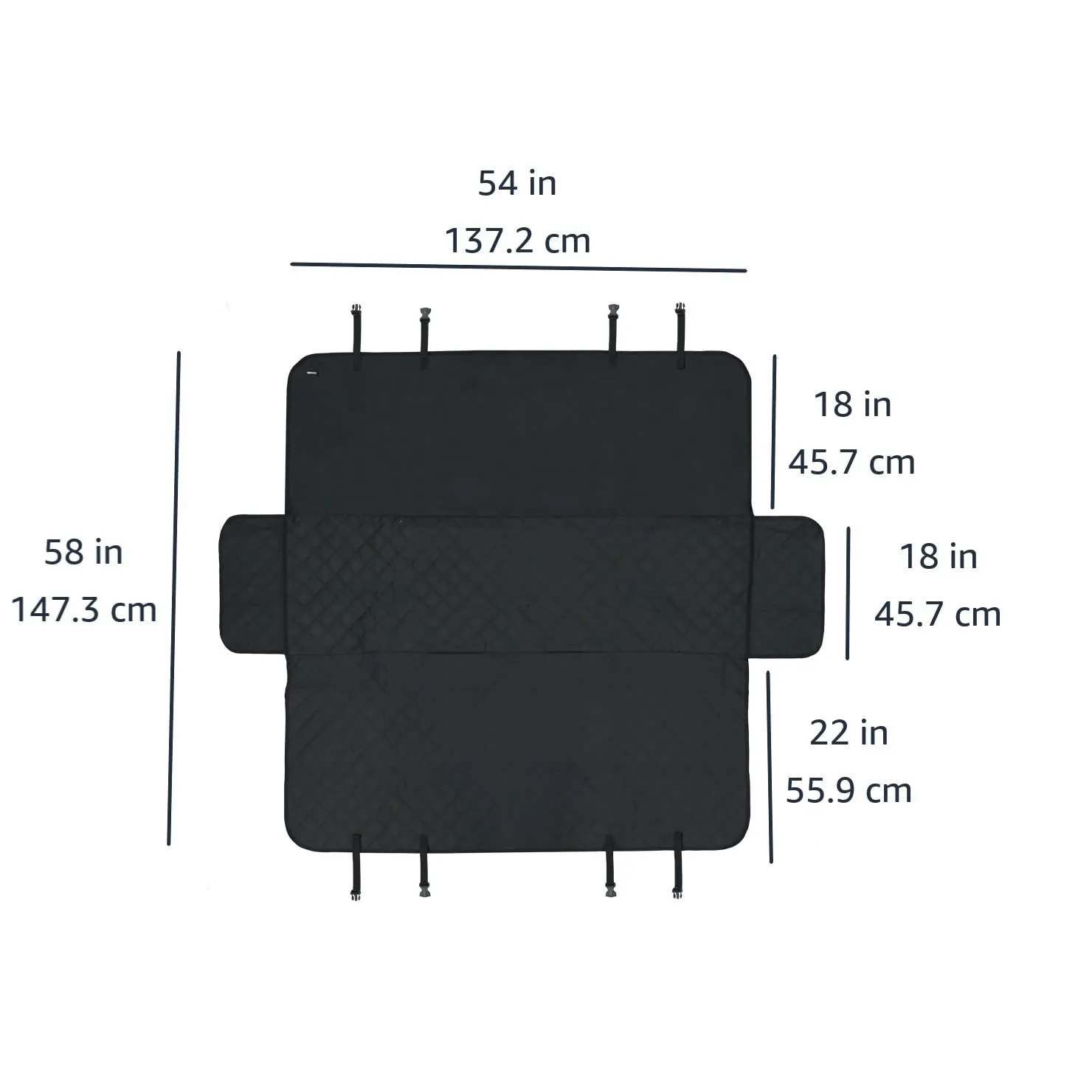Amazon Basics Coprisedile per auto stile amaca trapuntato resistente all'acqua, 147,3 x 137,2 cm, Nero - immagine 5
