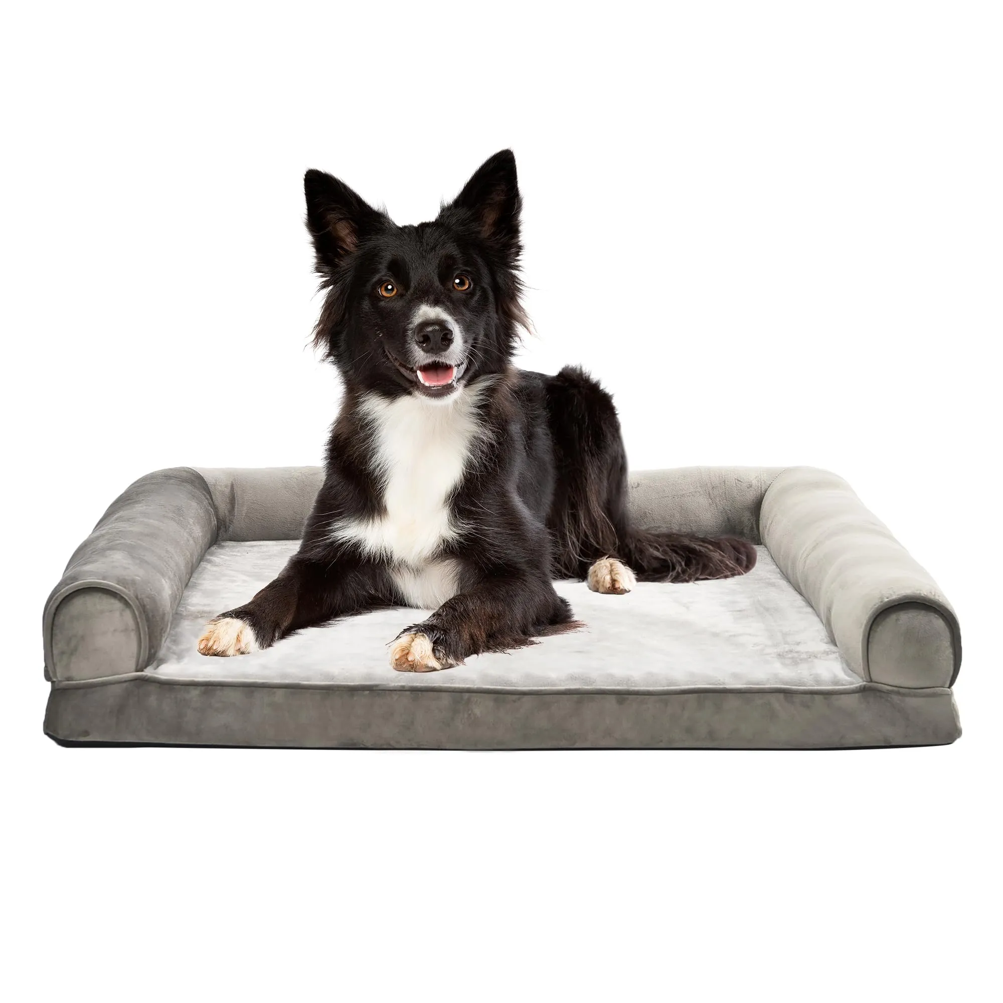 Amazon Basics Cuccia per cani stile divano in schiuma sfoderabile, Taupe, 91 x 69 x 17 cm - immagine 2