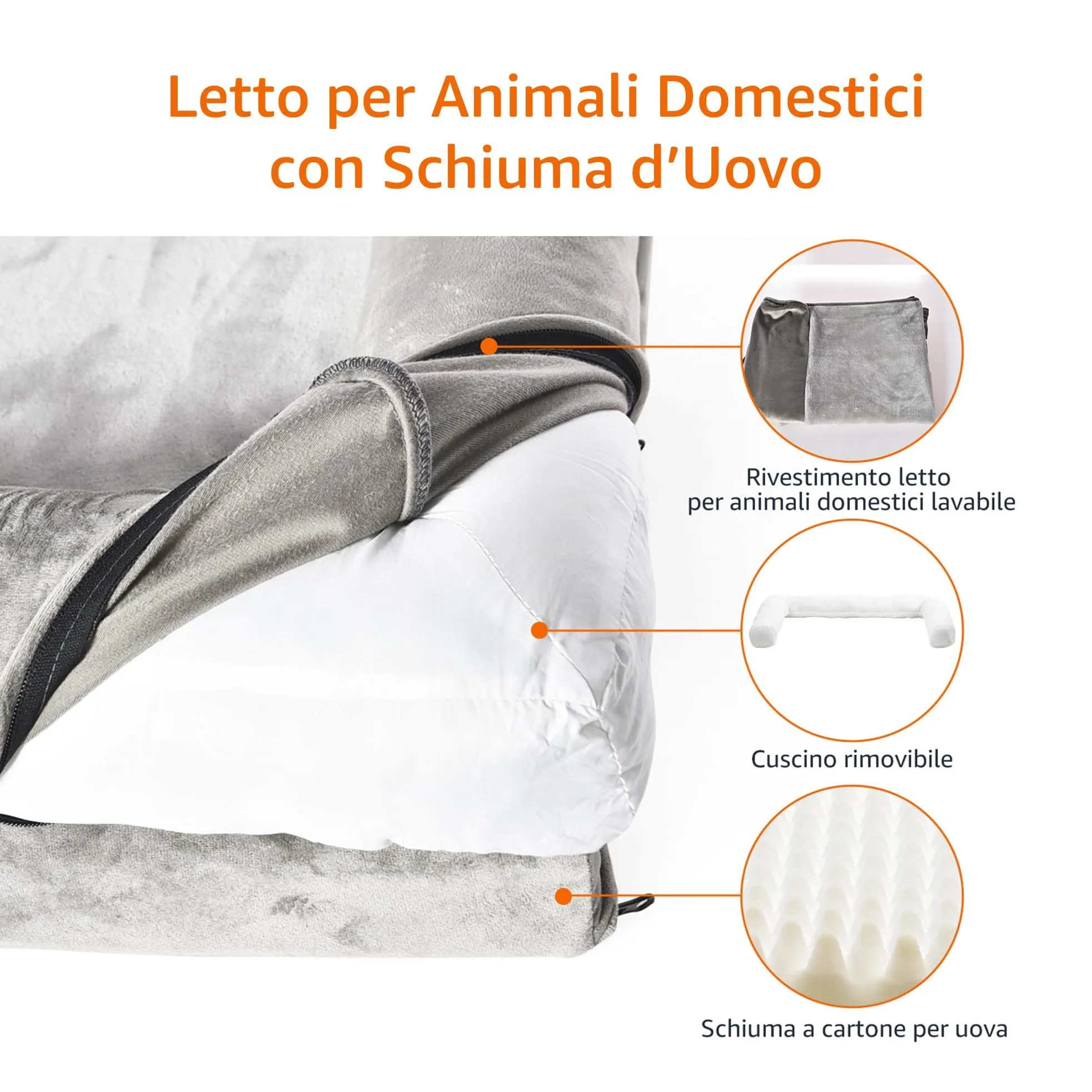 Amazon Basics Cuccia per cani stile divano in schiuma sfoderabile, Taupe, 91 x 69 x 17 cm - immagine 4