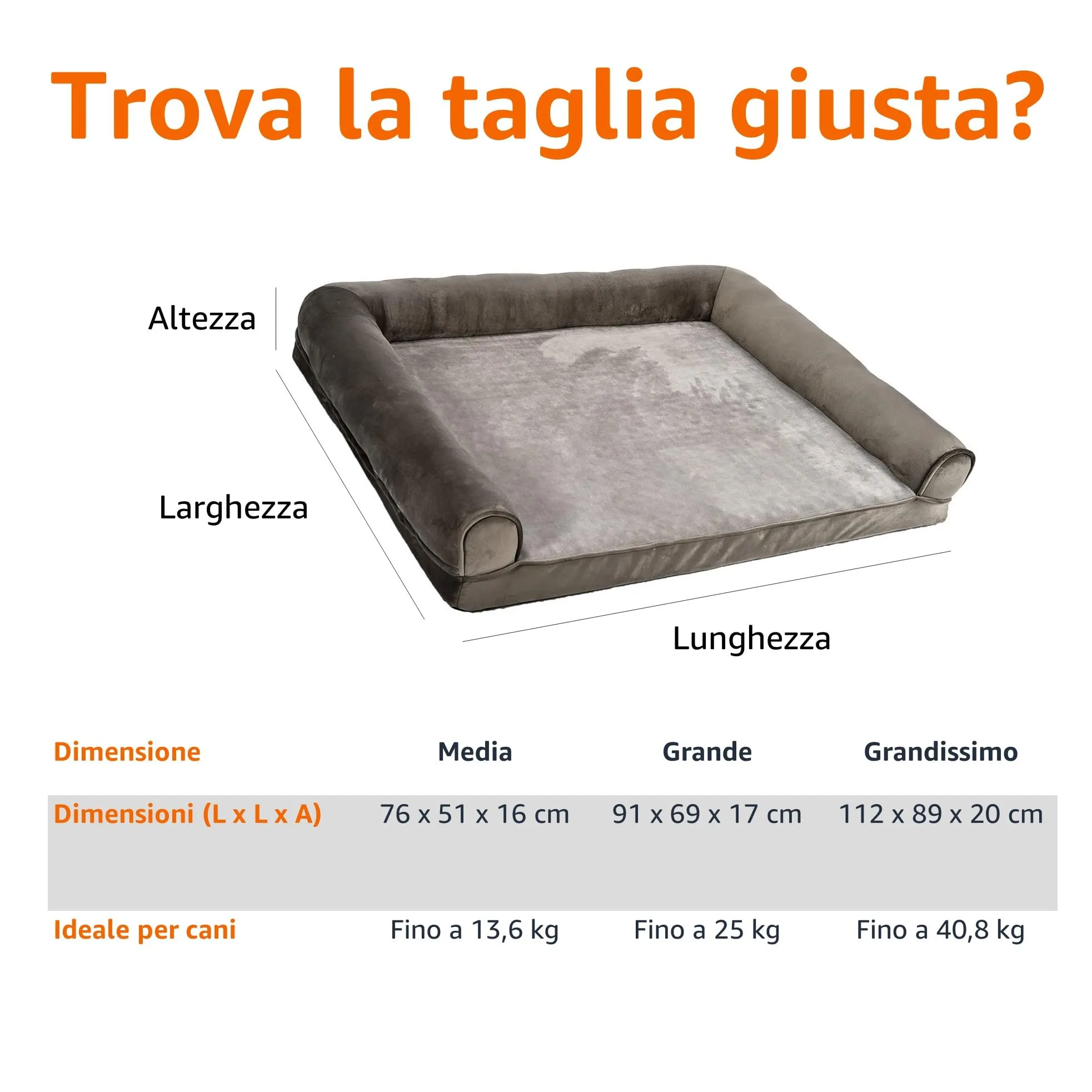Amazon Basics Cuccia per cani stile divano in schiuma sfoderabile, Taupe, 91 x 69 x 17 cm - immagine 9