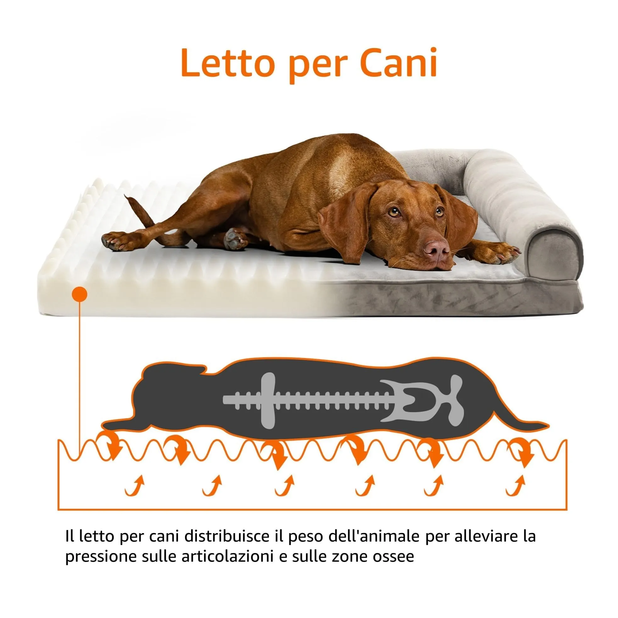 Amazon Basics Cuccia per cani in stile divano in schiuma, sfoderabile, Taupe, 112 x 89 x 20 cm - immagine 6