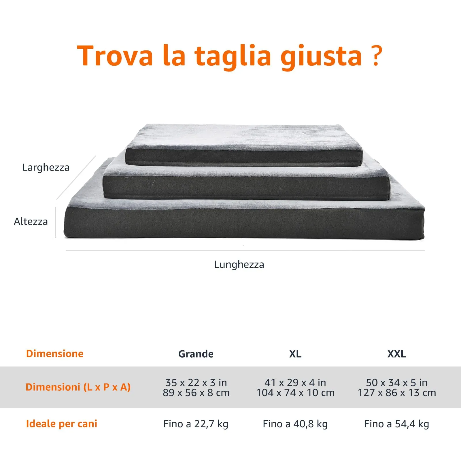 Amazon Basics Cuccia per cani e animali domestici in memory gel, sfoderabile, grigio, 89 x 56 x 8 cm - immagine 5