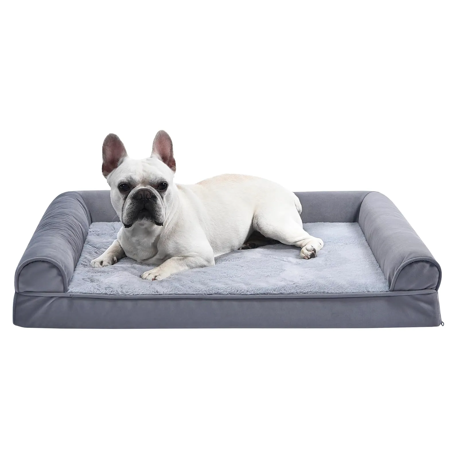 Amazon Basics Lettino per Cane in Schiuma con Fodera Rimovibile, Grigio, 91 x 69 x 17 cm - immagine 2