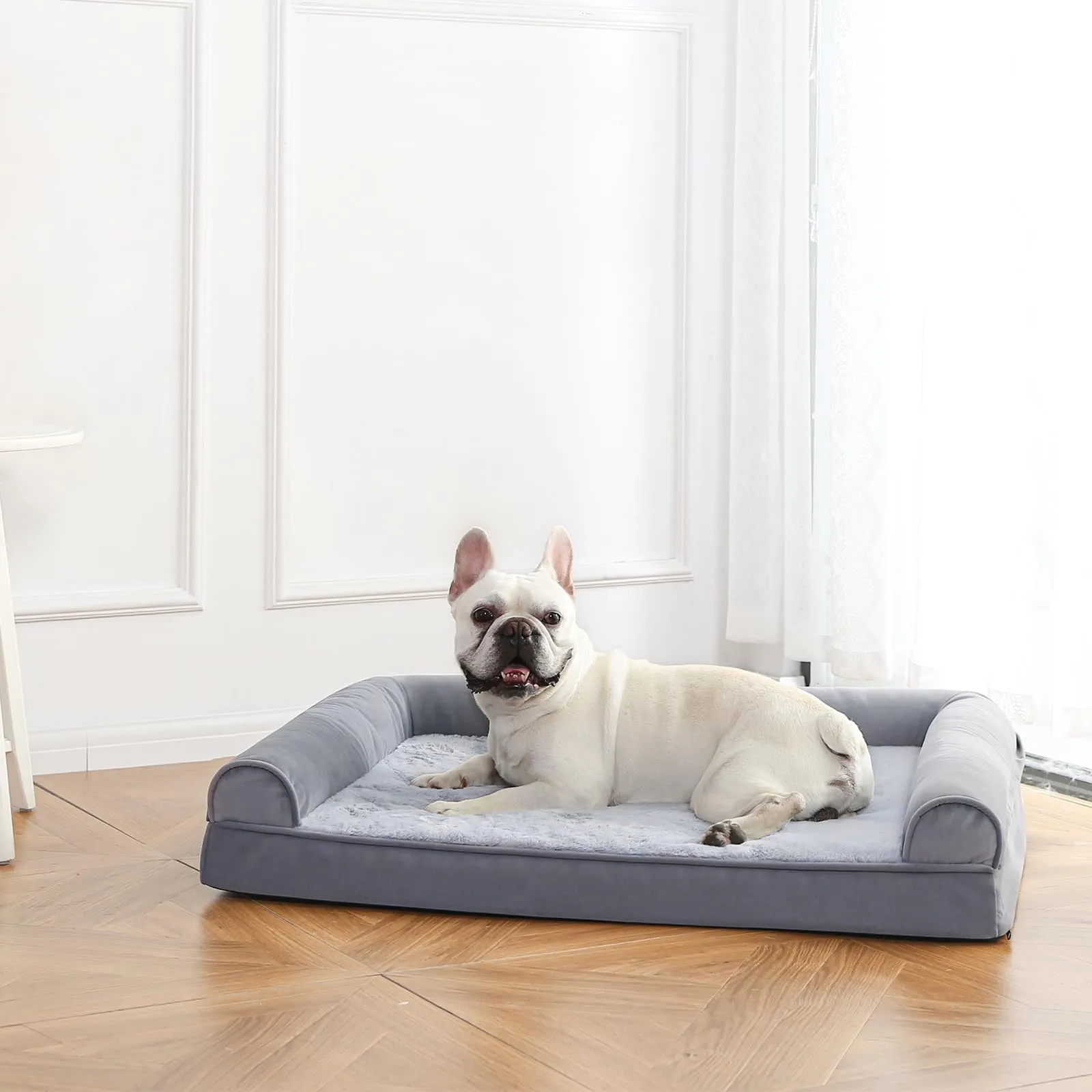 Amazon Basics Lettino per Cane in Schiuma con Fodera Rimovibile, Grigio, 91 x 69 x 17 cm - immagine 7