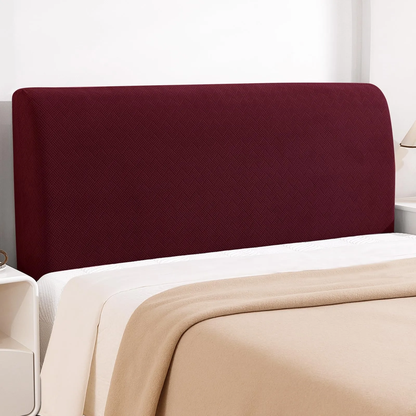 YSTELLAA Copri Testata Letto Elasticizzata, 150cm, Bordeaux - immagine 1