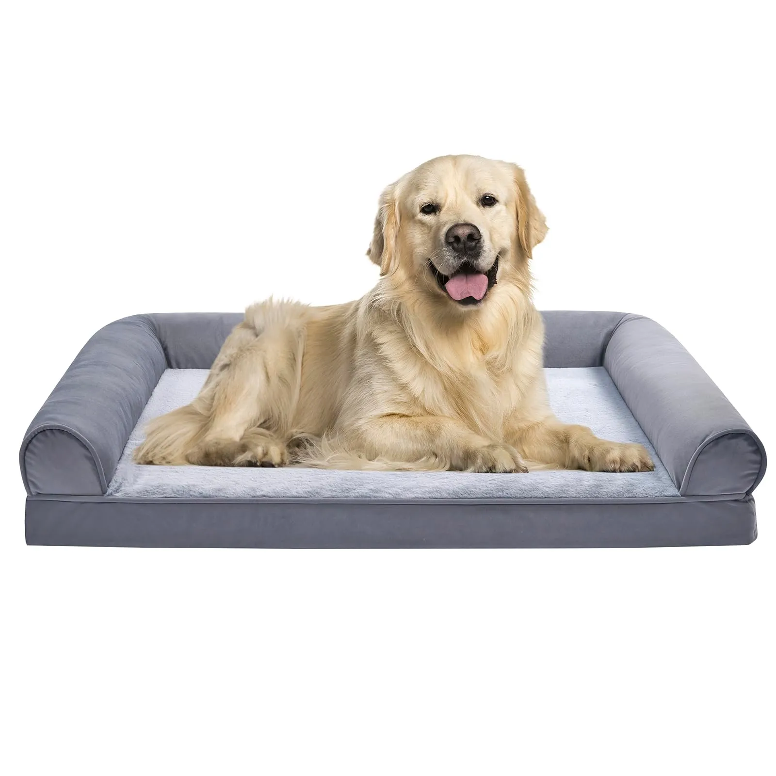 Amazon Basics Lettino per Cane e Animali Domestici in Schiuma con Fodera Rimovibile, Grigio, 112 x 89 x 20 cm - immagine 2