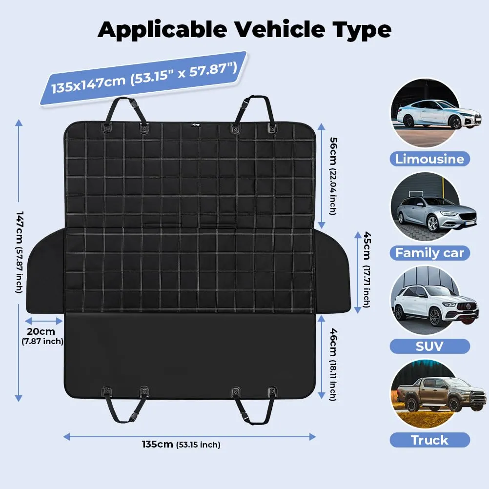 KYG Copertura per cani per sedile posteriore auto 4 in 1, Impermeabile e Antigraffio, 135 x 147 cm, Nero - immagine 6