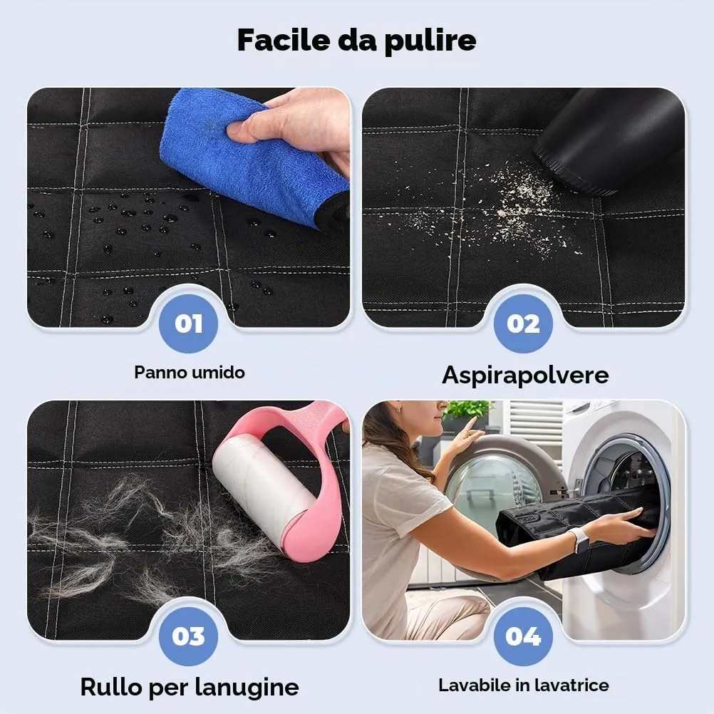 KYG Copertura per cani per sedile posteriore auto 4 in 1, Impermeabile e Antigraffio, 135 x 147 cm, Nero - immagine 7