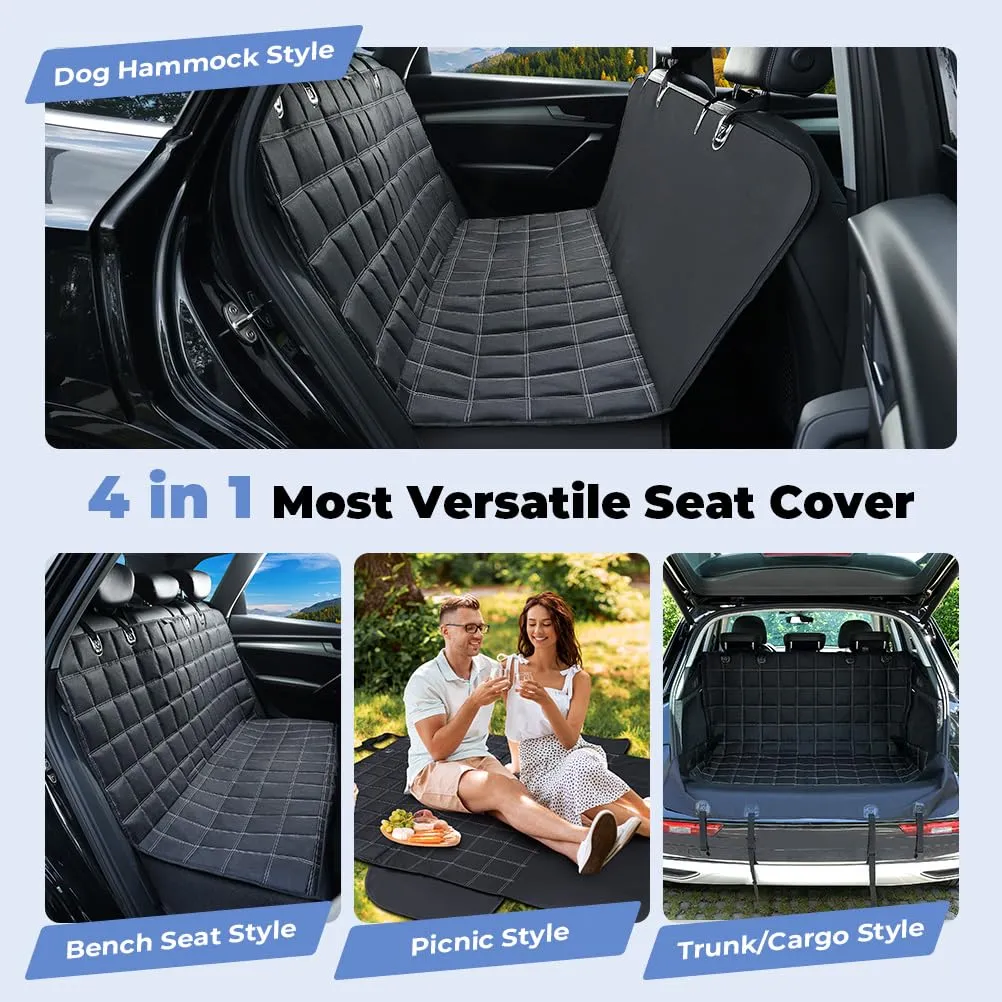 KYG Copertura per cani per sedile posteriore auto 4 in 1, Impermeabile e Antigraffio, 135 x 147 cm, Nero - immagine 8