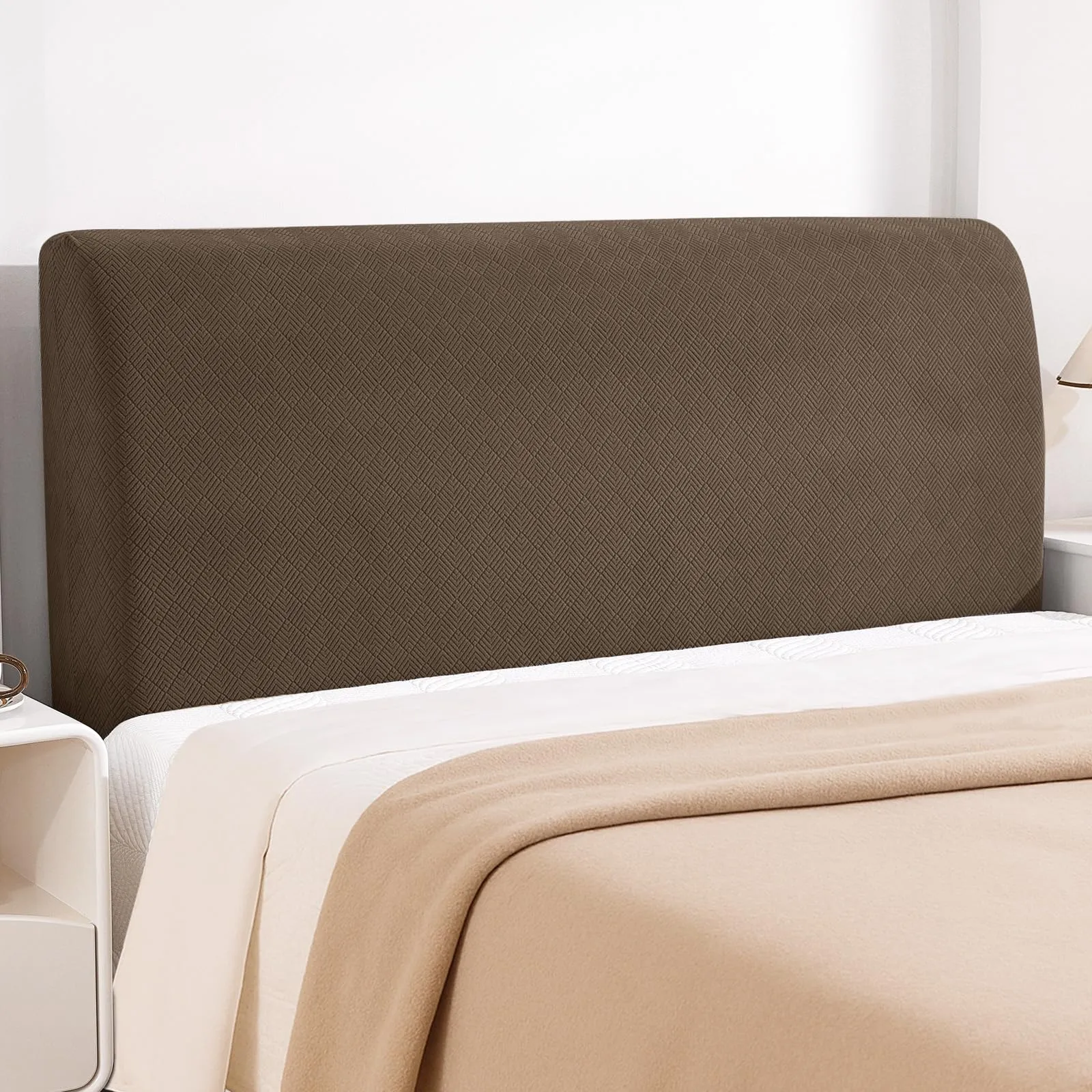 YSTELLAA Copri Testata Letto Elasticizzata, 200cm, Marrone - immagine 1