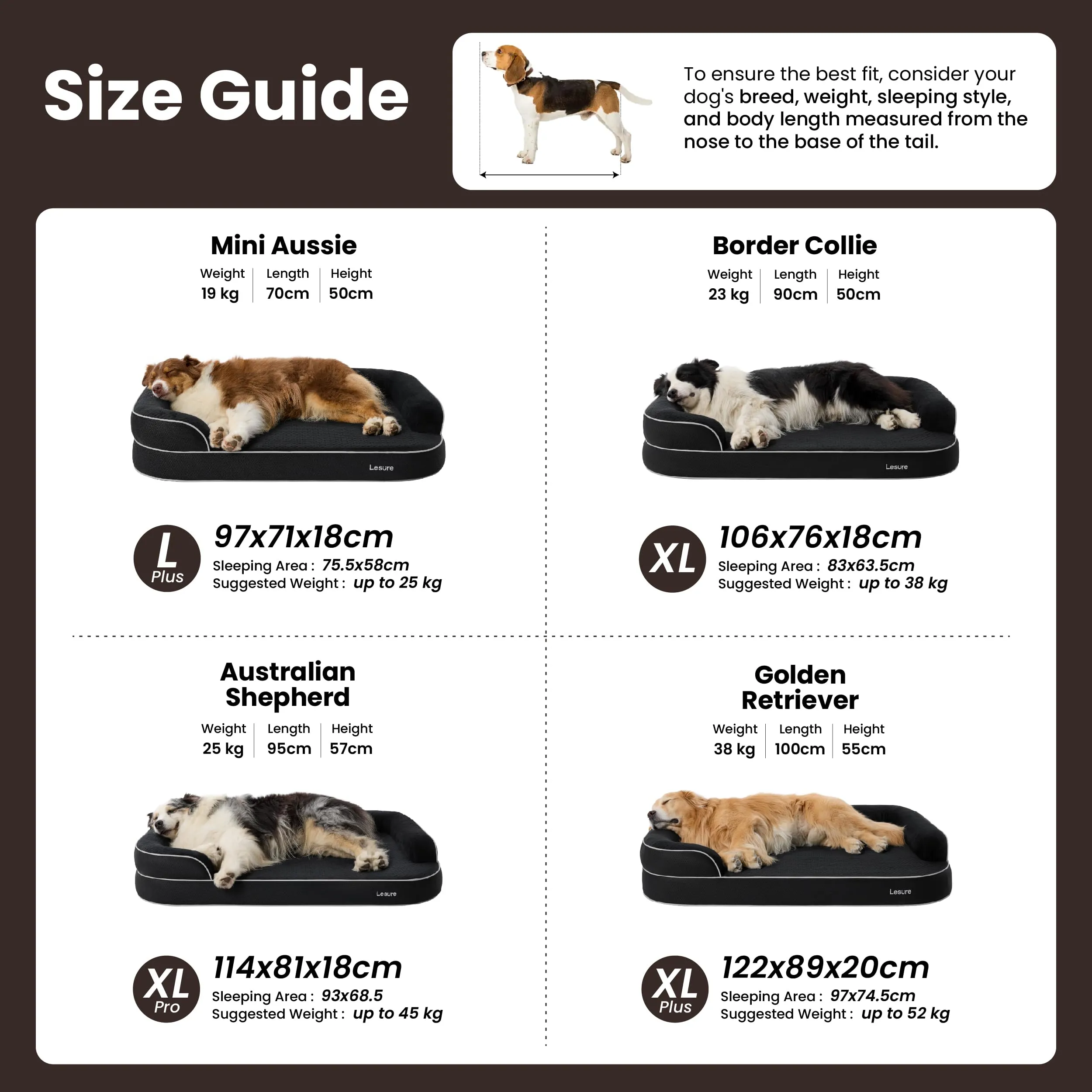 LE SURE RealOrtho Cuccia per cani in memory foam, Grande, Divano - immagine 5