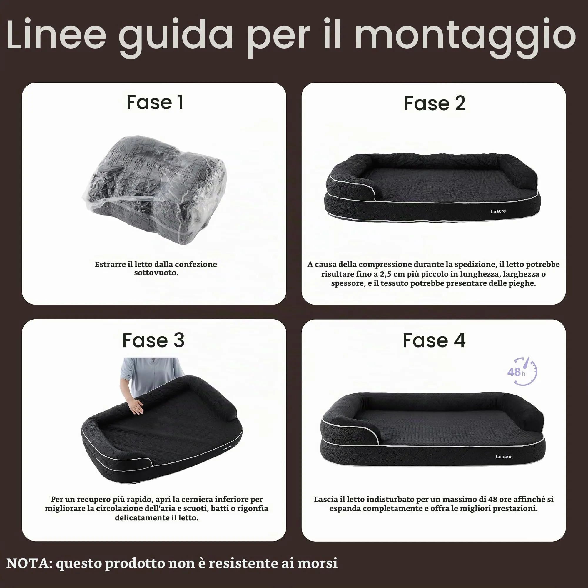 LE SURE RealOrtho Cuccia per cani in memory foam, divano, grande - immagine 8