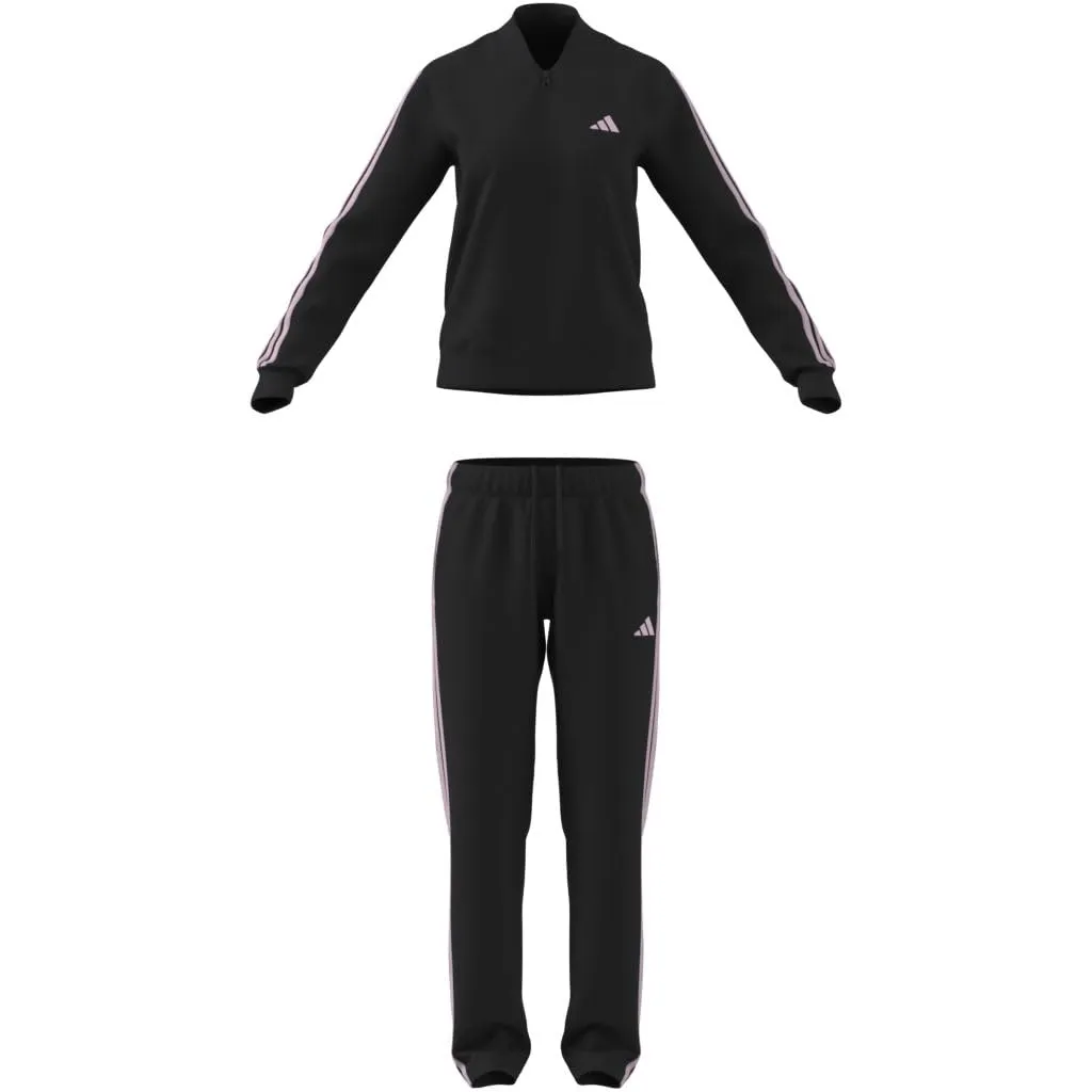 adidas Donna Essentials 3-Stripes Track Suit, Black/Clear Pink, M - immagine 7