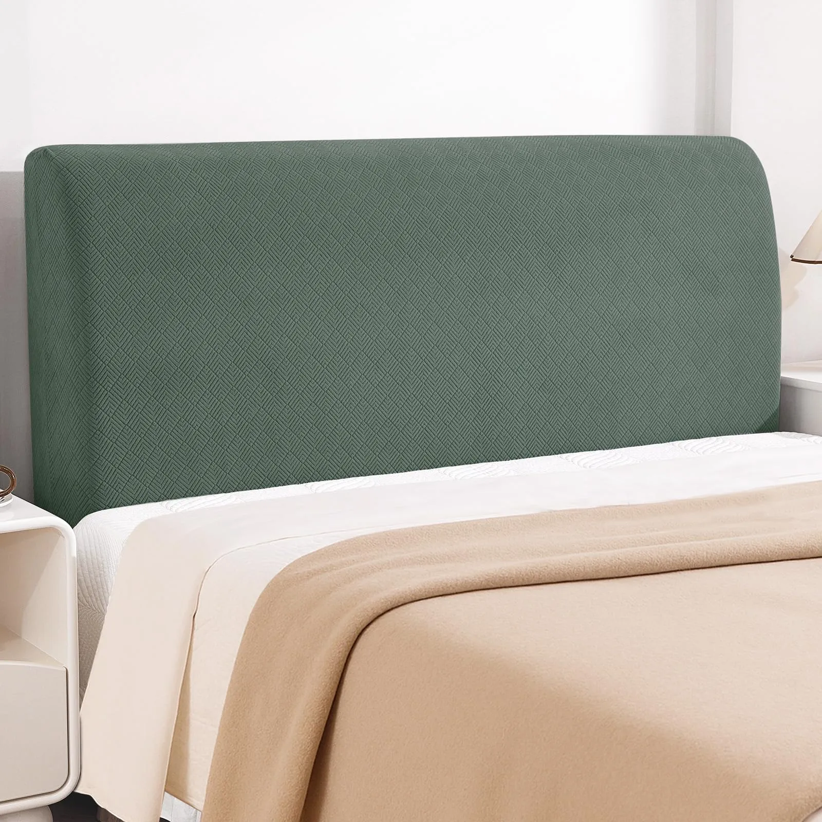 YSTELLAA Copri Testata Letto Elasticizzata, 180cm, Verde Soia - immagine 1