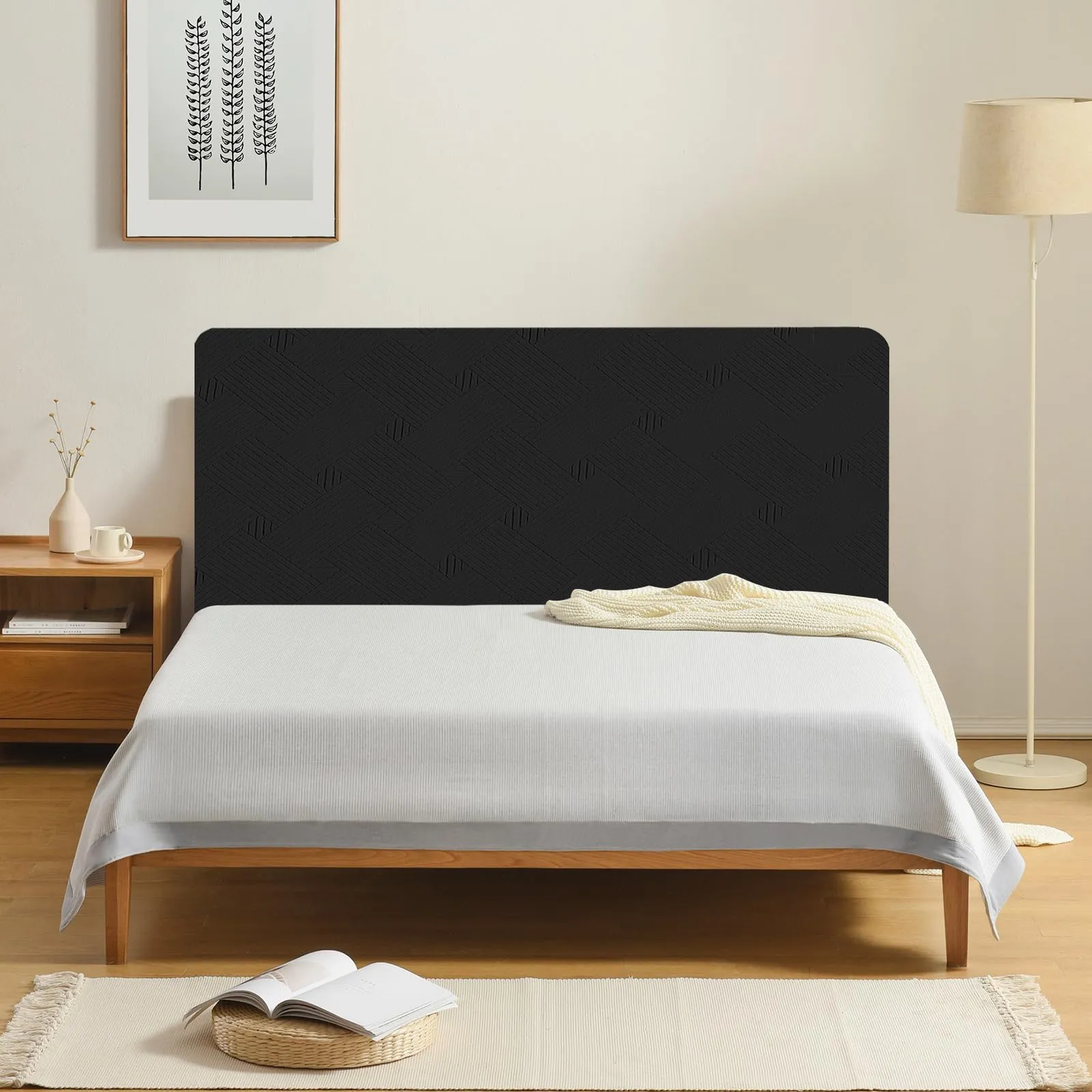 Ystyle Copri Testiera Letto Elasticizzata Matrimoniale, 180cm, Nero - immagine 2