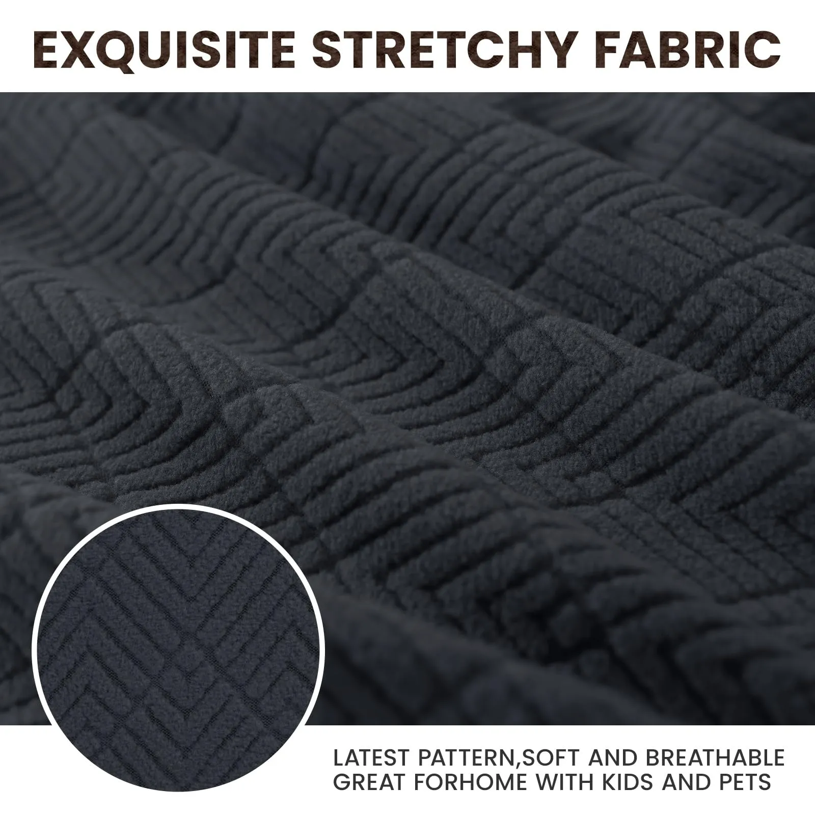 YSTELLAA Copri Testata Letto Elasticizzata, 180cm, Grigio Scuro - immagine 4