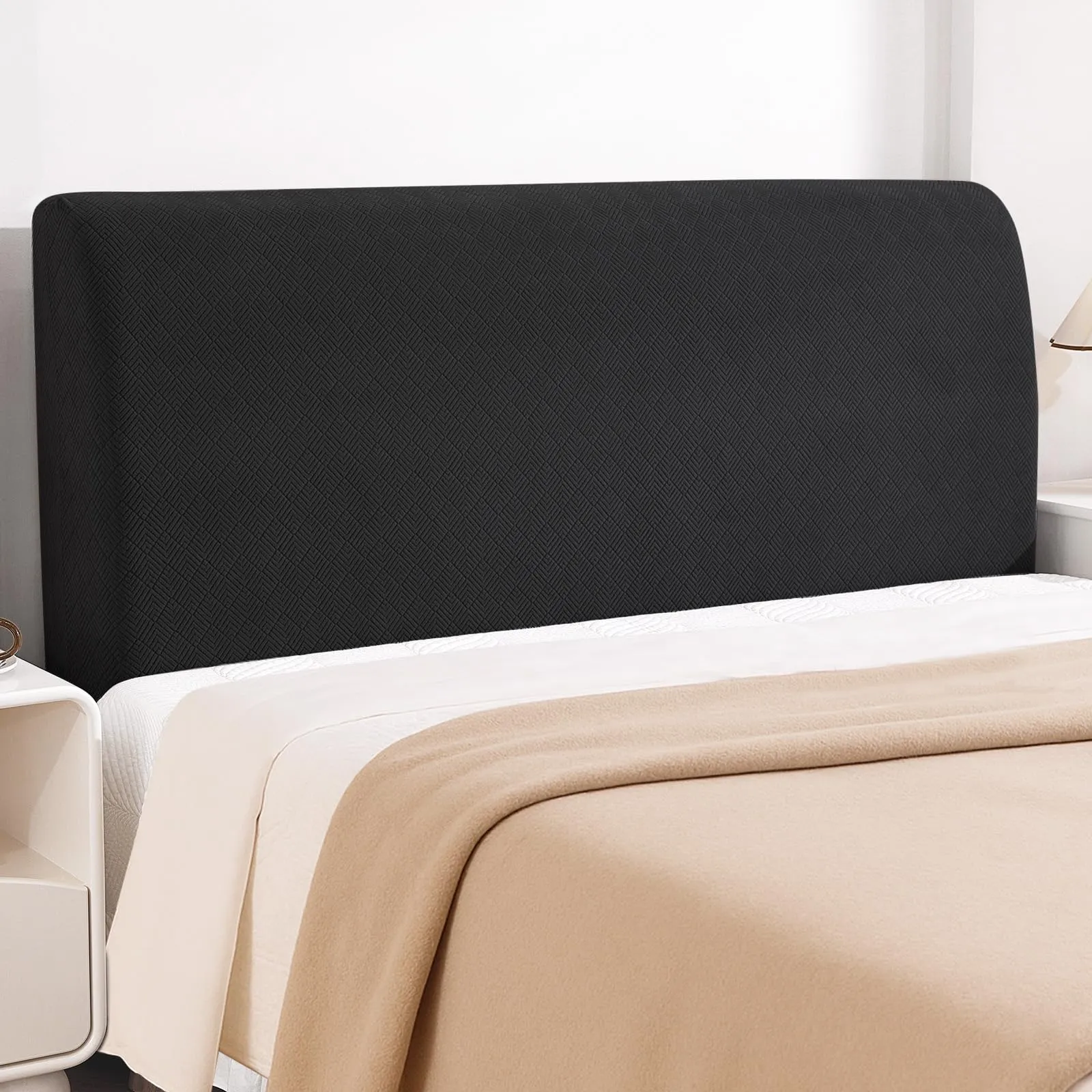 YSTELLAA Copri Testata Letto Elasticizzata, 200cm, Nero - immagine 1