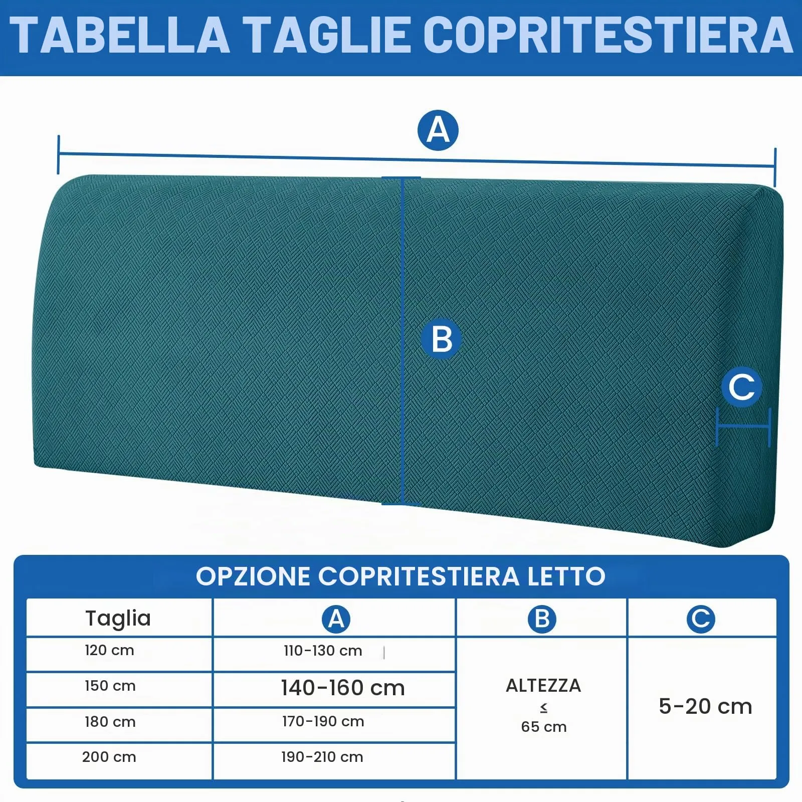 YSTELLAA Copri Testata Letto Elasticizzata, 180cm, Verde Scuro - immagine 3