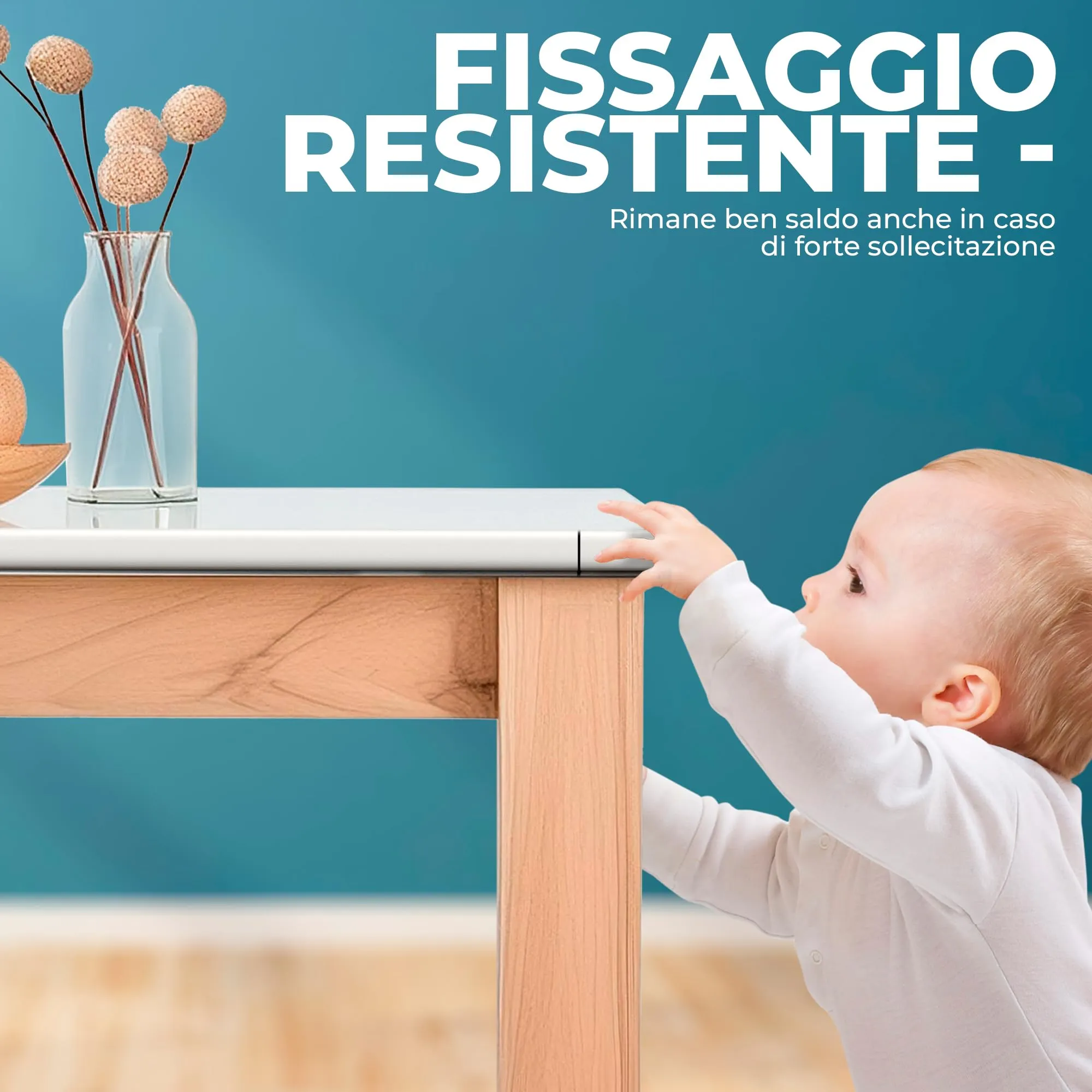 Hoffenbach Paraspigoli per Bambini, 6,2 m + 12 Angolari, Paracolpi per Lettino e Mobili in Gomma, Bianco Lana - immagine 4