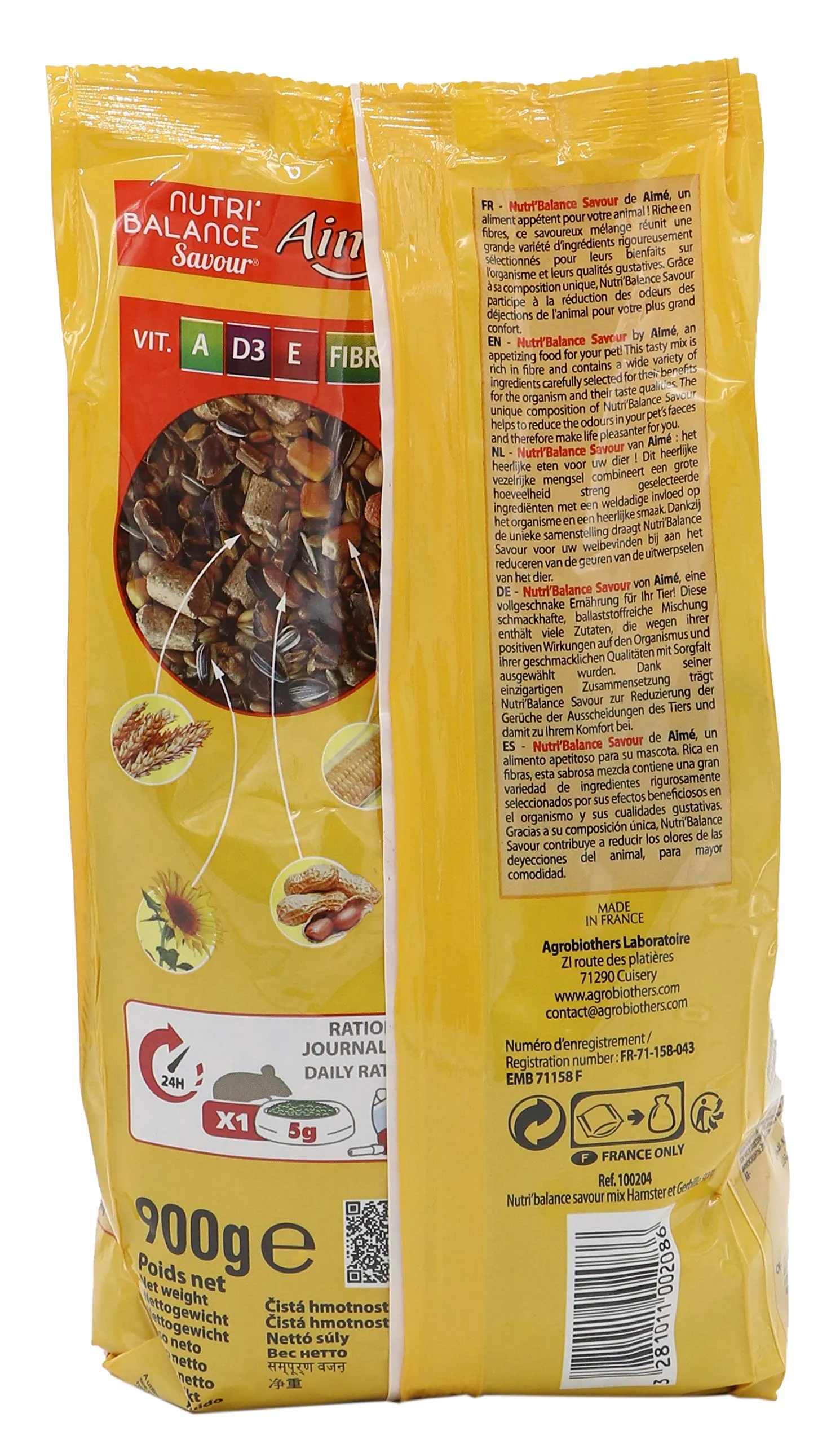 Aimé Nutri'Balance Savour Mix Cibo per Criceti e Gerbilli, 900g - immagine 4