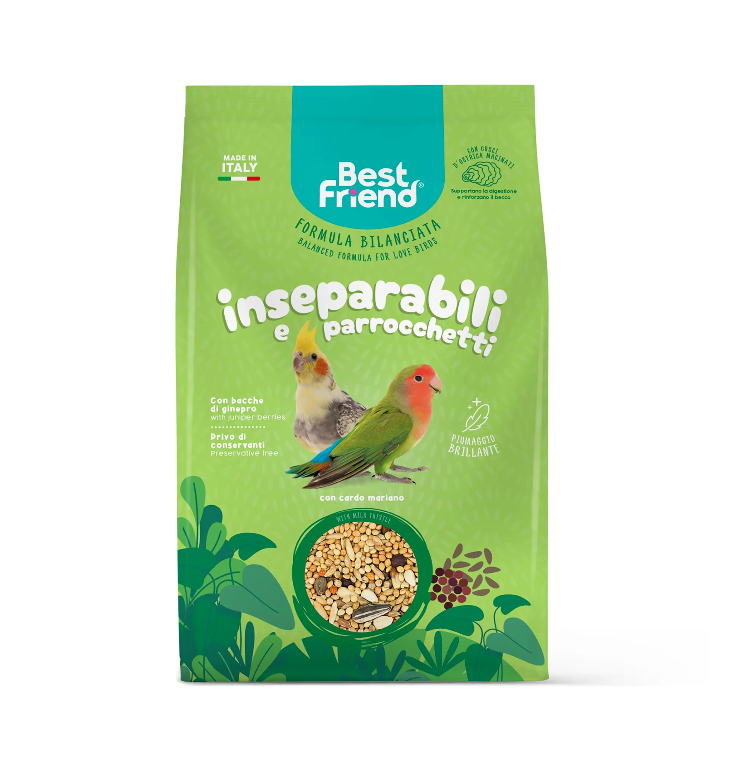 Best Friend Mangime Completo per Inseparabili e Parrocchetti con Cardo Mariano, 2 x 500 g - immagine 2