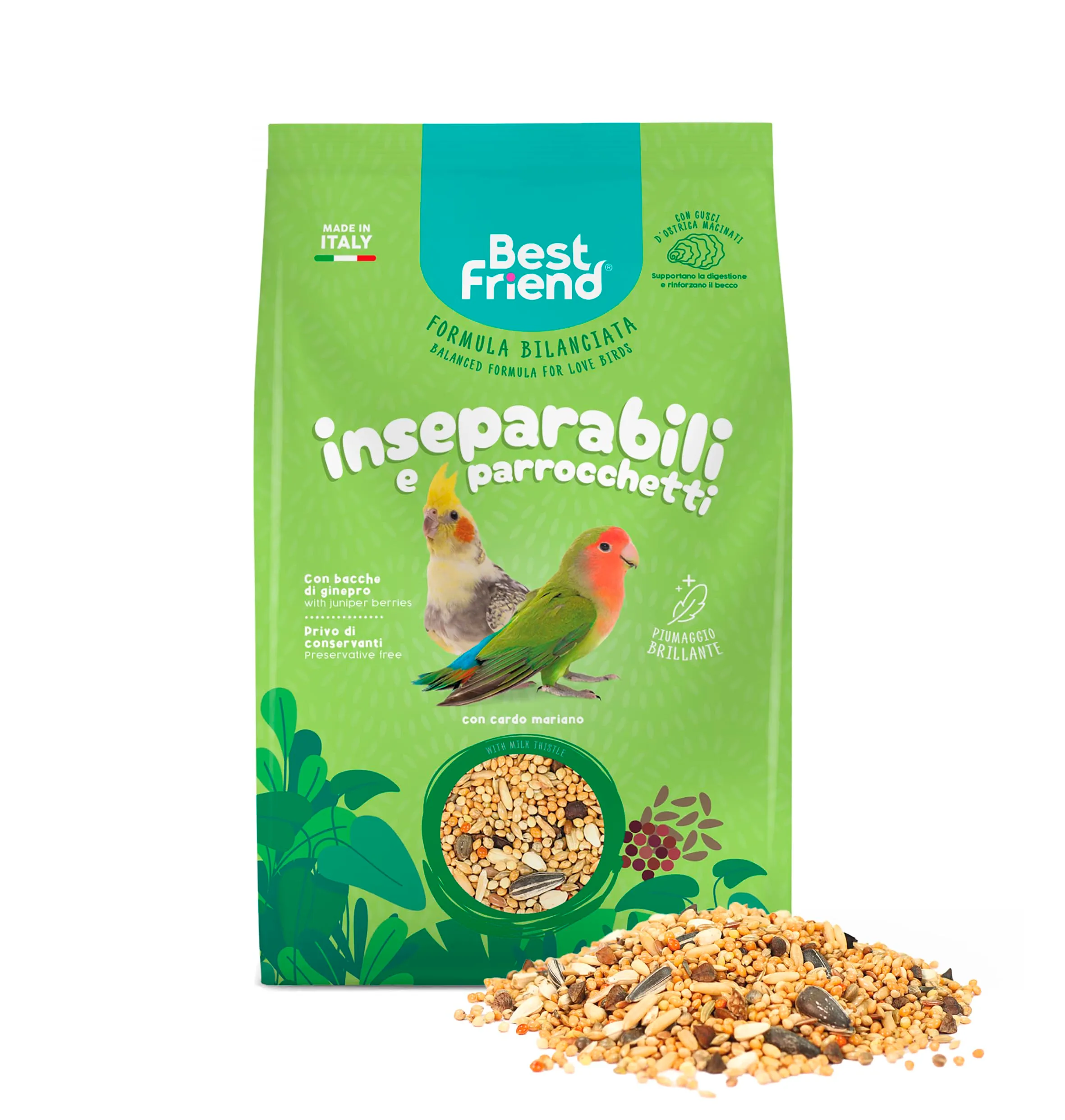 Best Friend Mangime Completo per Inseparabili e Parrocchetti con Cardo Mariano, 2 x 500 g - immagine 3
