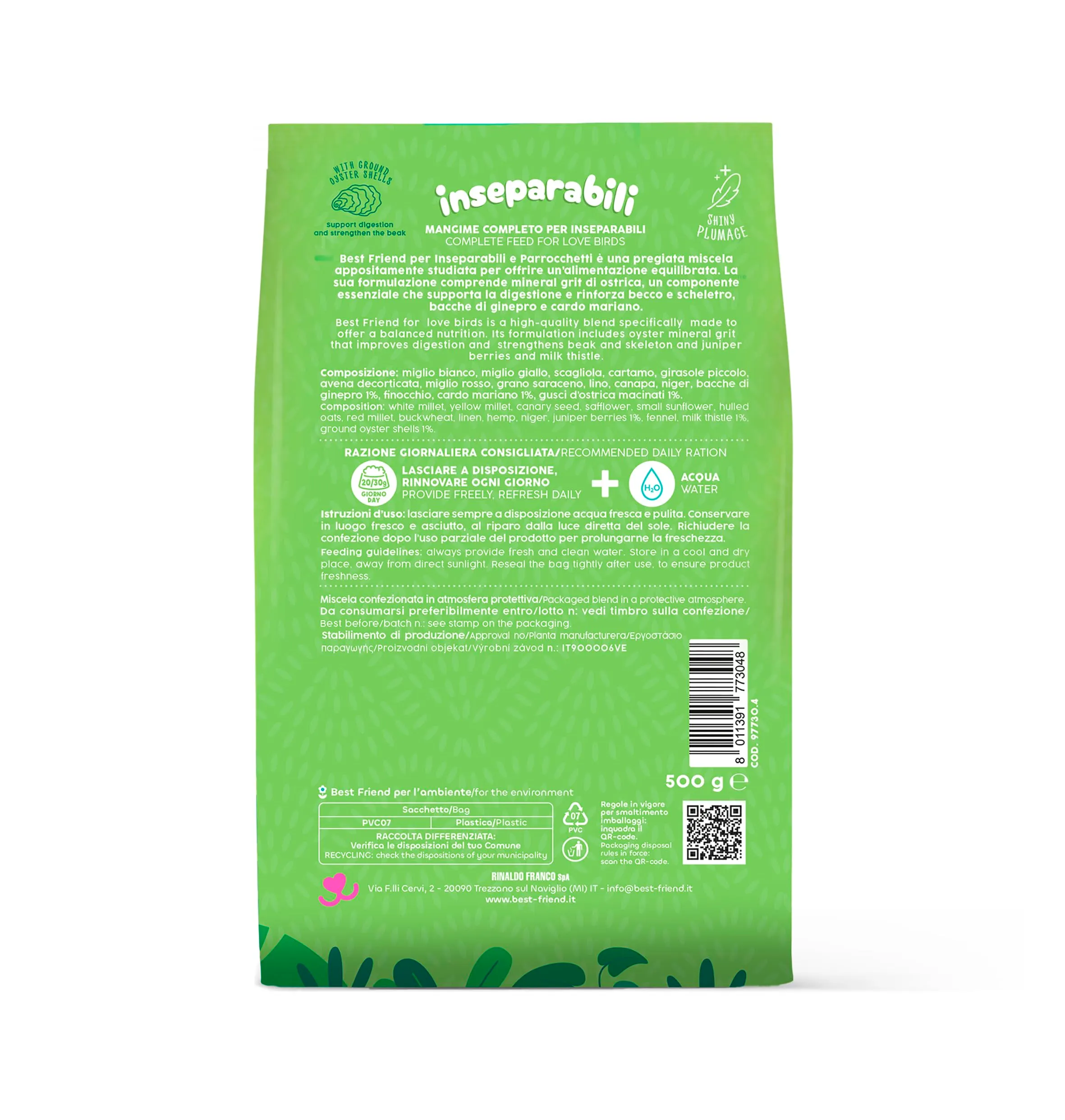 Best Friend Mangime Completo per Inseparabili e Parrocchetti con Cardo Mariano, 2 x 500 g - immagine 4