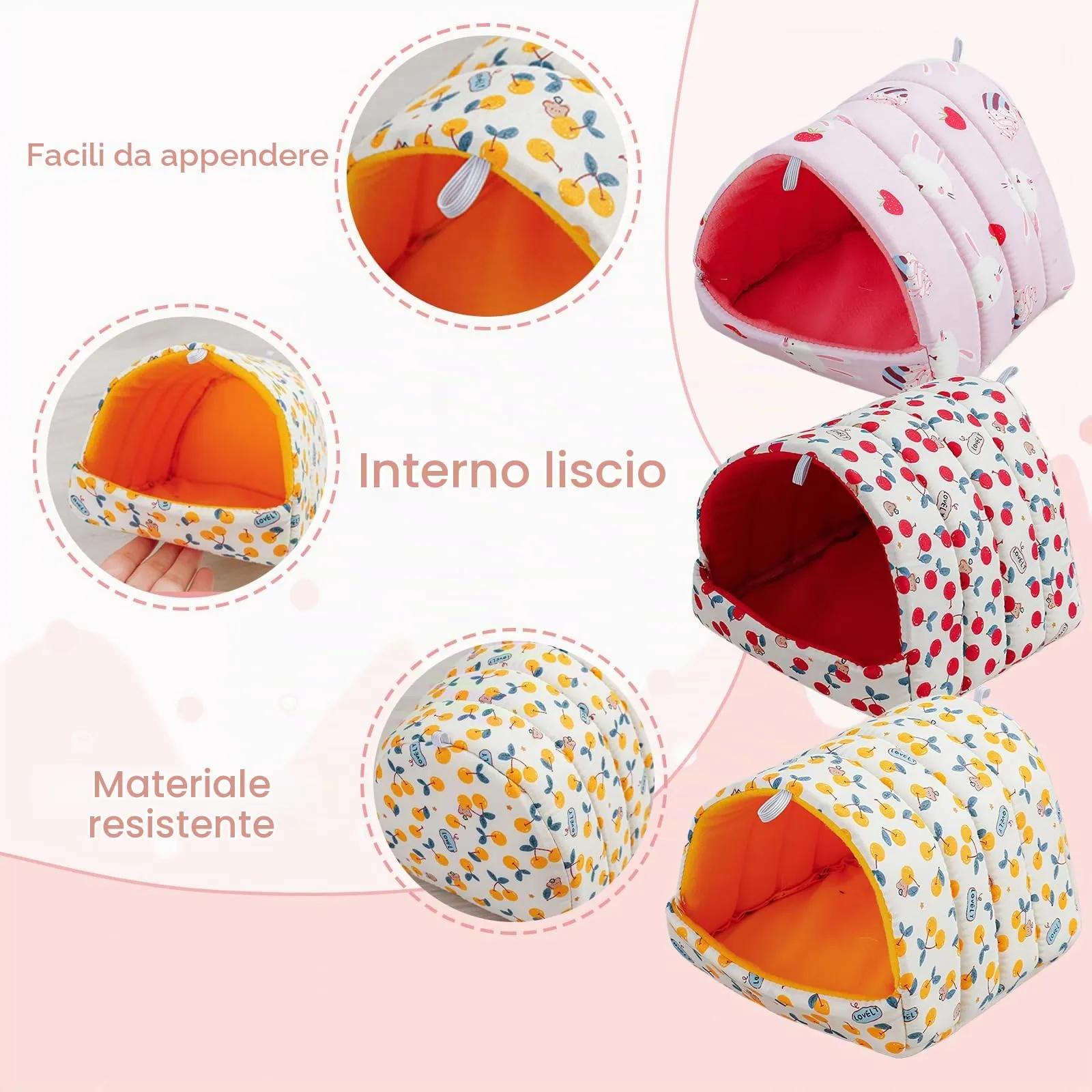 KEORHEZ Set di 3 Cuccie per Coniglio Nano, Criceti, Porcellini d'india e Ricci - immagine 3