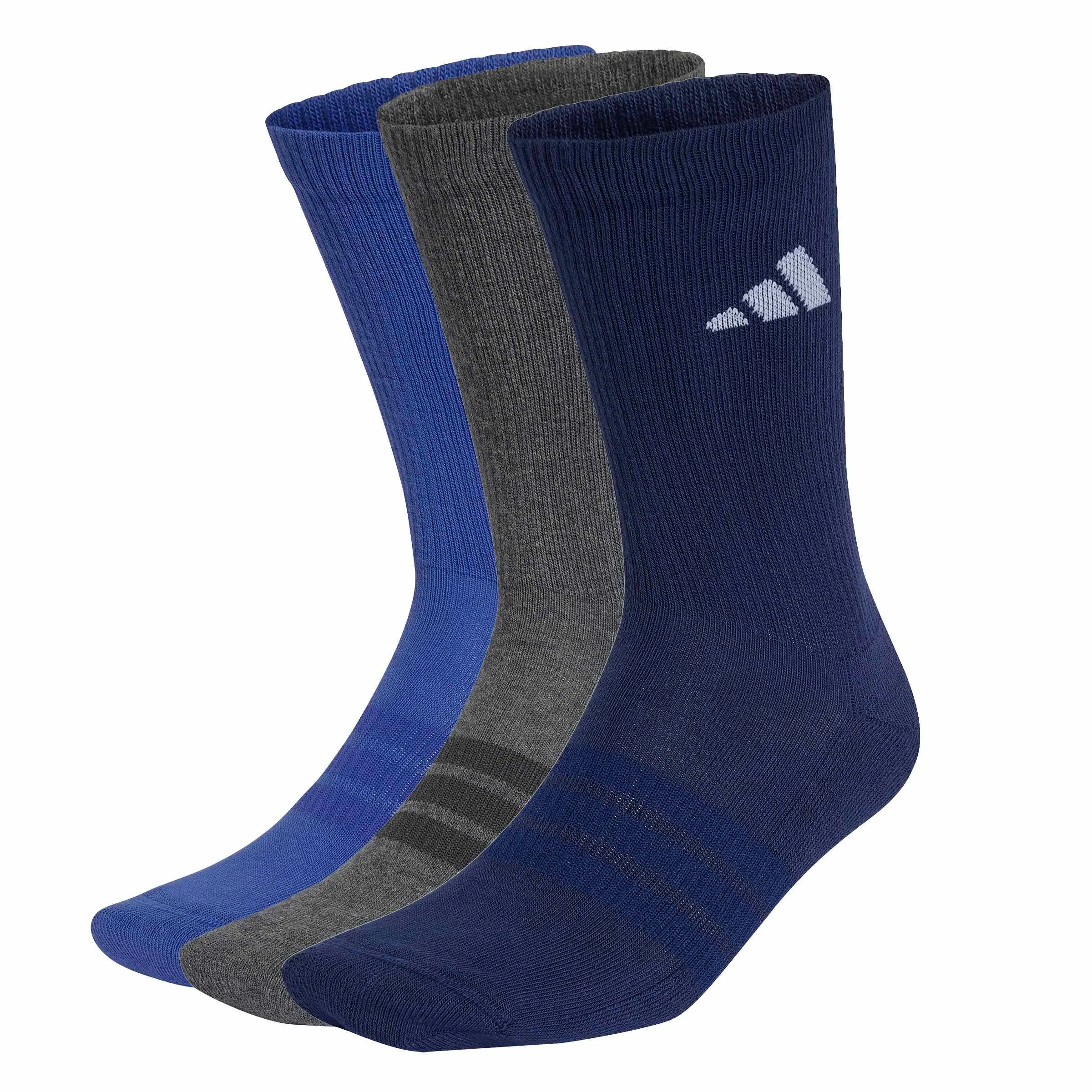 adidas Cushioned Sportswear Crew Socks, 3 Pair Pack, Dual Indigo/Dark Grey Heather/Dark Blue/White, S - immagine 1