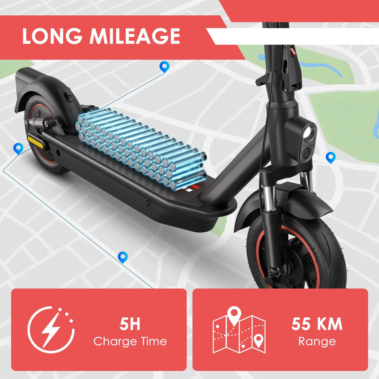 Kalorace V8 Monopattino Elettrico Adulto, 500W, 25 Km/h, Pneumatici 10 Pollici, Alluminio - immagine 4
