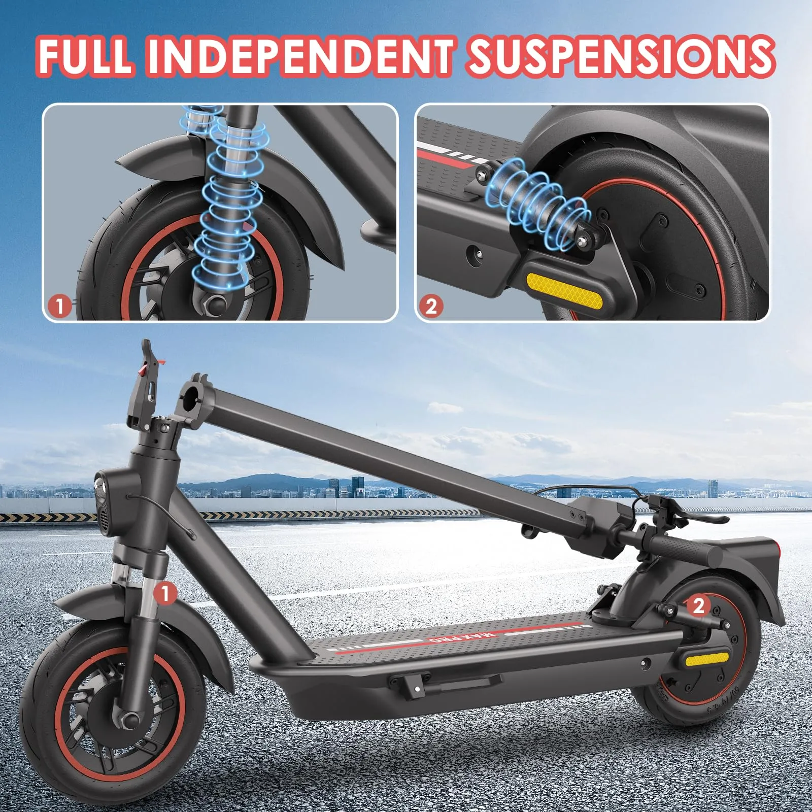 Kalorace V8 Monopattino Elettrico Adulto, 500W, 25 Km/h, Pneumatici 10 Pollici, Alluminio - immagine 6