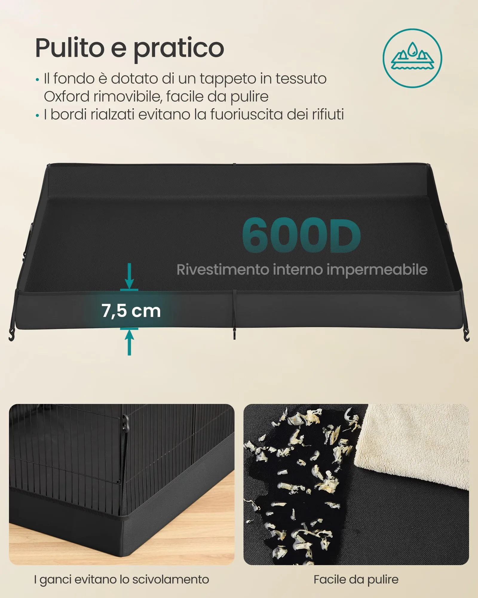 SONGMICS Recinto per Piccoli Animali, 20 Pannelli, 123 x 63 x 41,5 cm - immagine 5