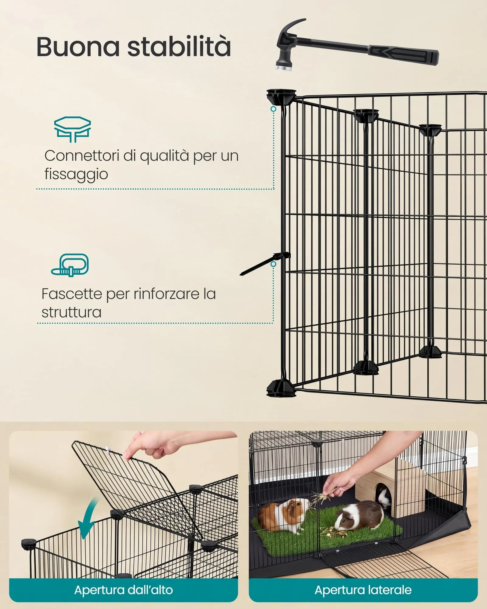 SONGMICS Recinto per Piccoli Animali, 20 Pannelli, 123 x 63 x 41,5 cm - immagine 7