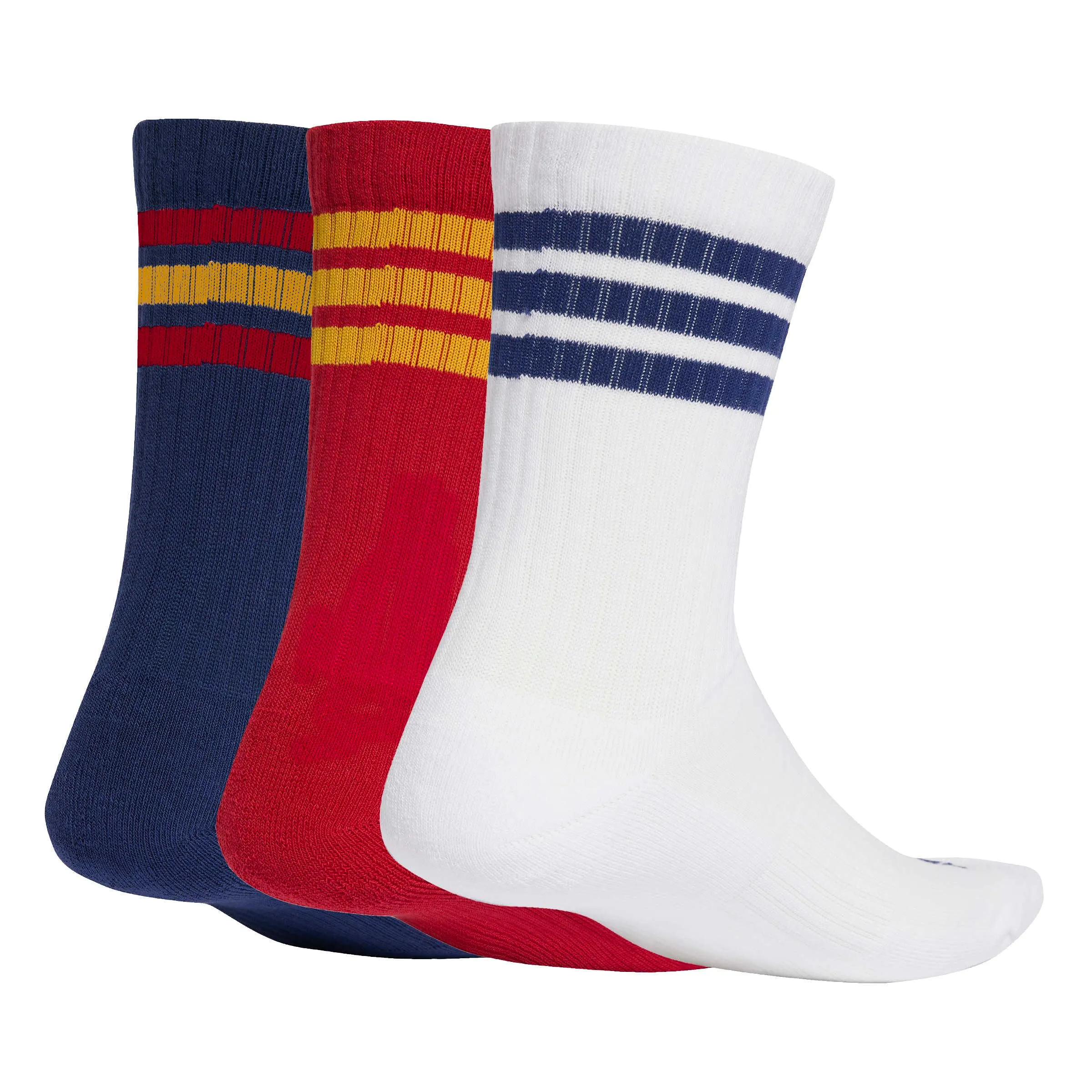 adidas 3Stripes Cushioned Sportswear Crew Socks, 3 Pair Pack, Dark Blue/Team Power Red 2/White, 34-36 - immagine 3