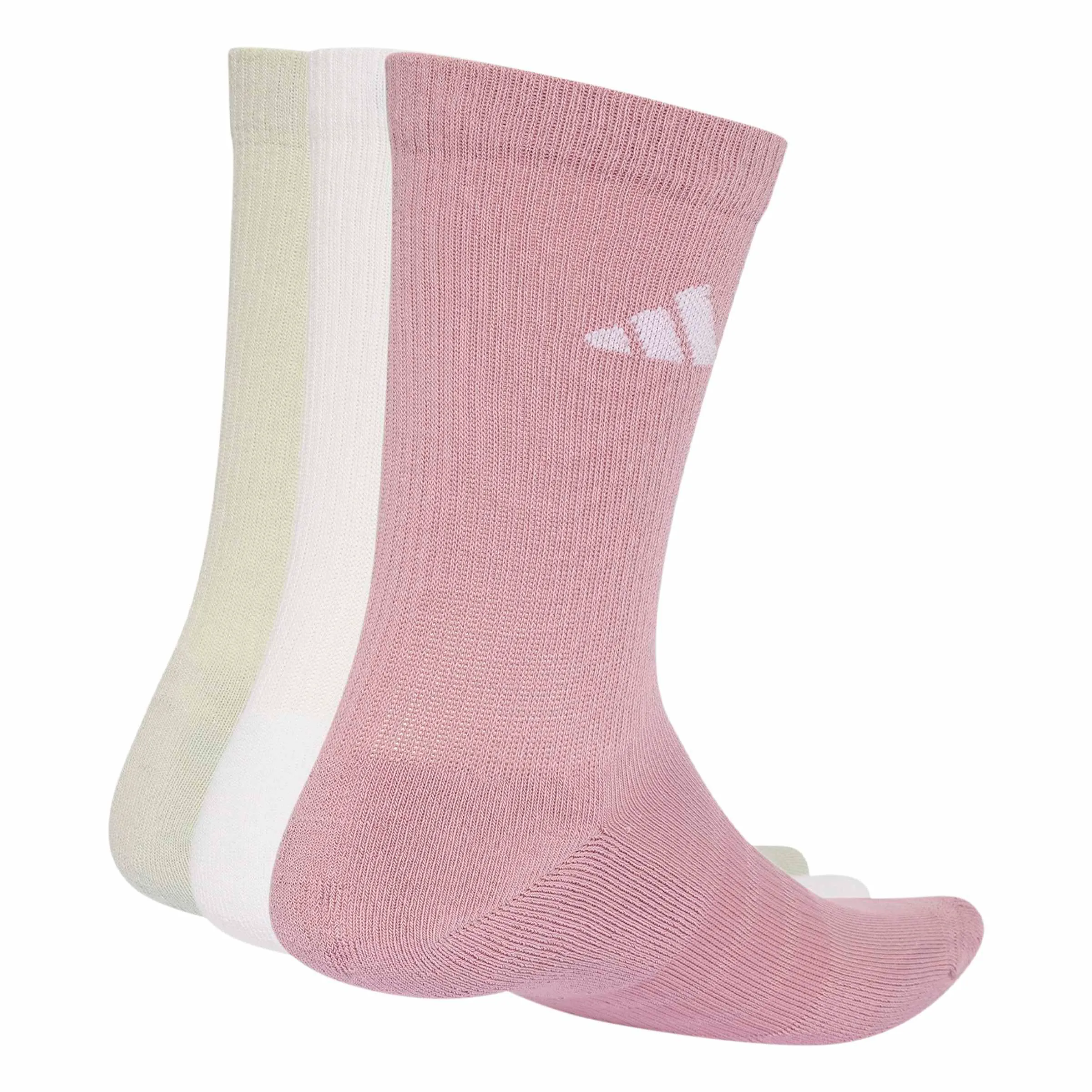 adidas Cushioned Sportswear Crew Socks, 3 Pair Pack, Magic Mauve/White/Halo Green/Grey Four, XL - immagine 2