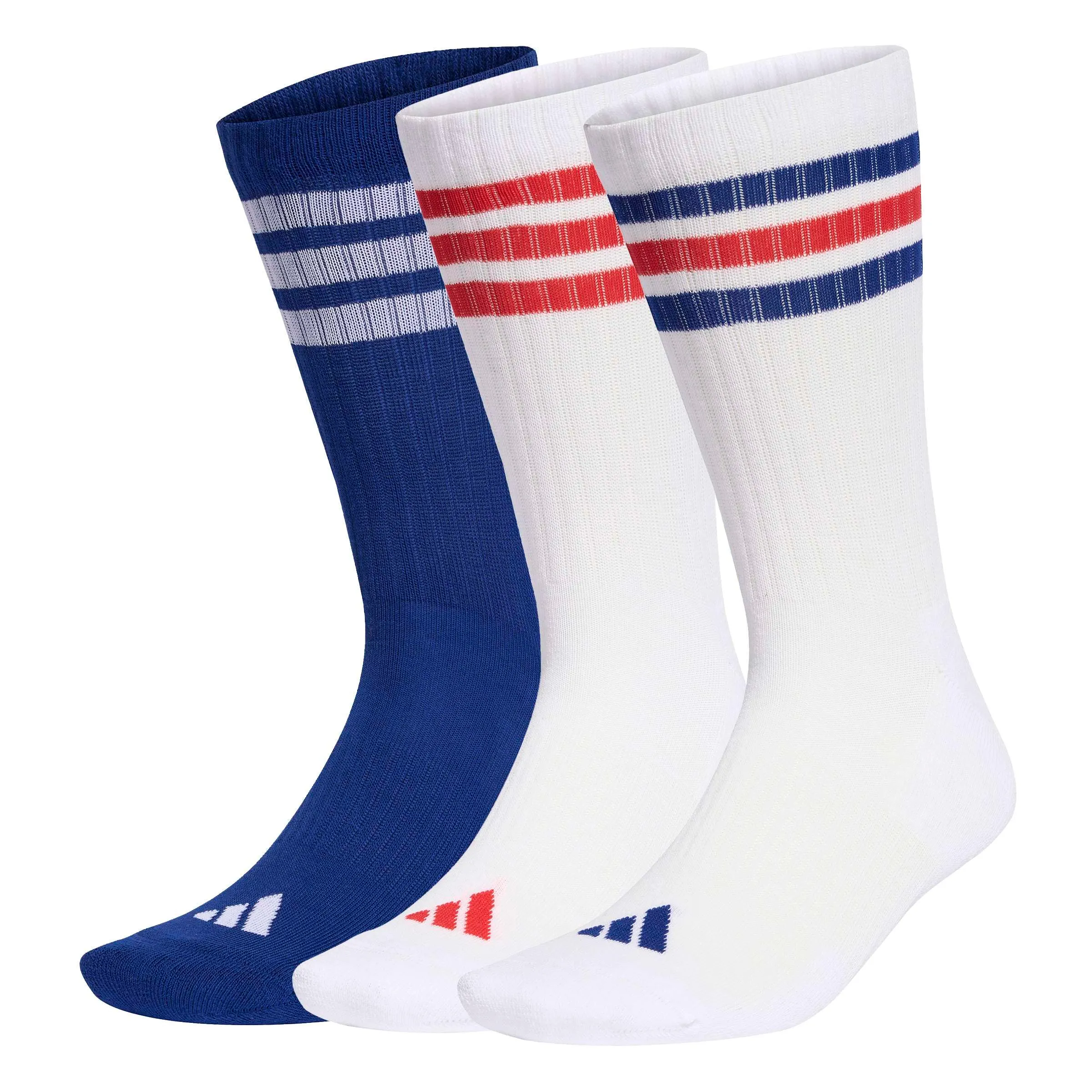 adidas 3Stripes Cushioned Sportswear Crew Socks, 3 Pair Pack, White/Mystery Ink/Pure Ruby, 42-45 - immagine 1