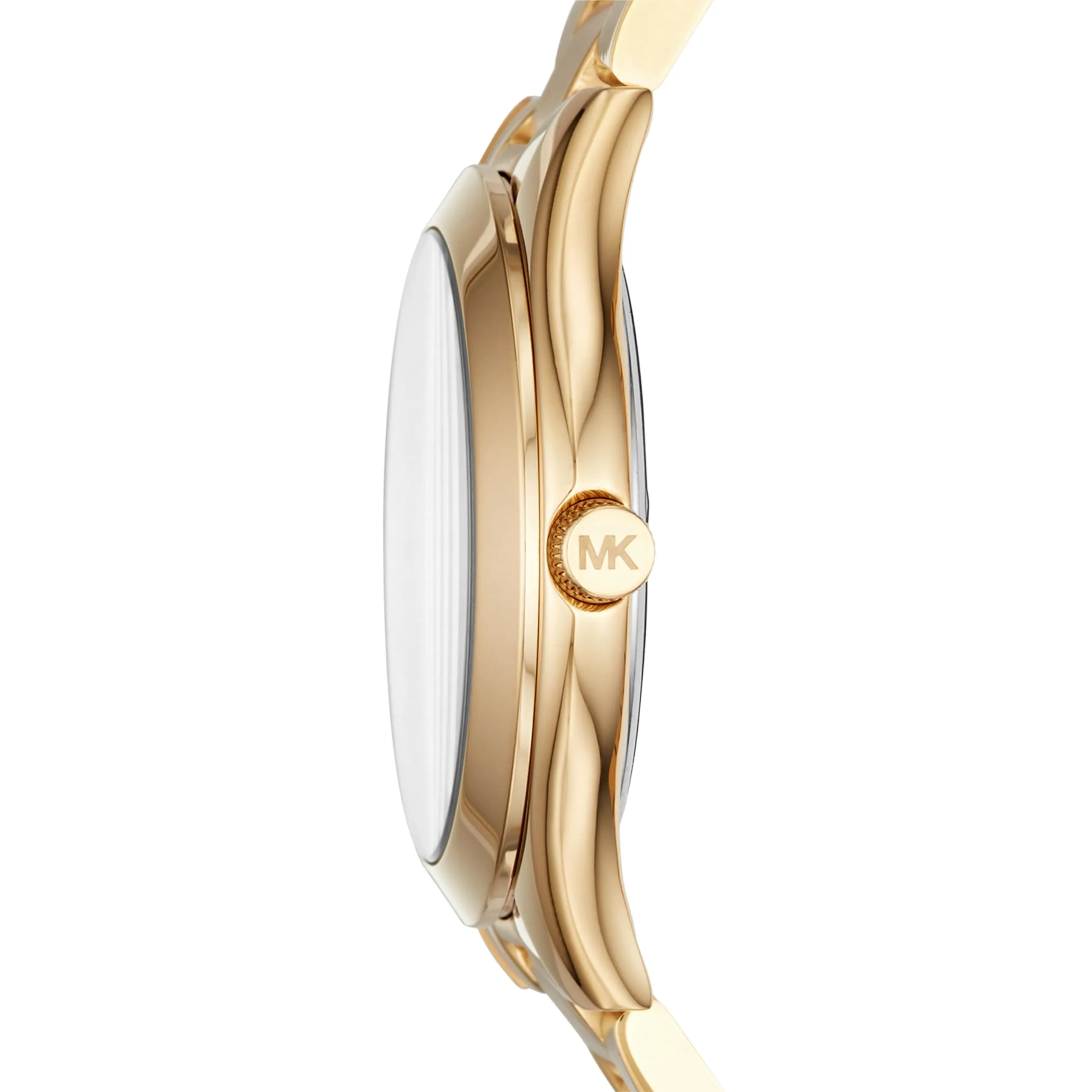 Michael Kors Slim Runway MK3512 Orologio da donna 33 mm in acciaio inossidabile, Oro e crema - immagine 3