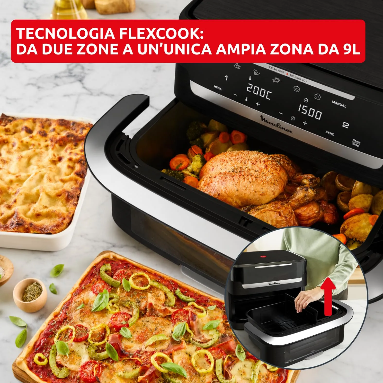 Moulinex Ever Fry Dual Flex Friggitrice ad Aria 9L EZ9288F0 - immagine 3