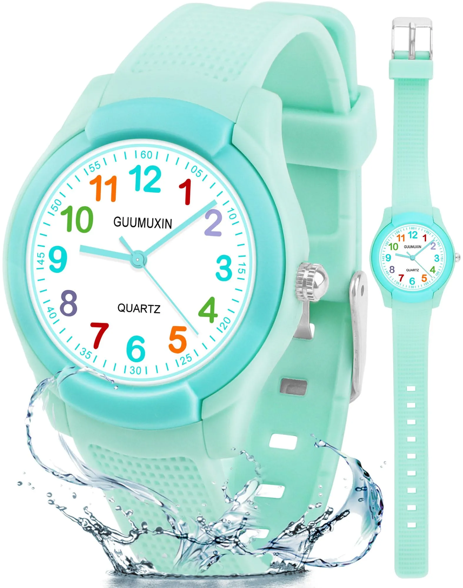 GUUMUXIN Orologio Analogico per Bambini 4-12 Anni, Impermeabile 30m, Cinturino TPU - immagine 1
