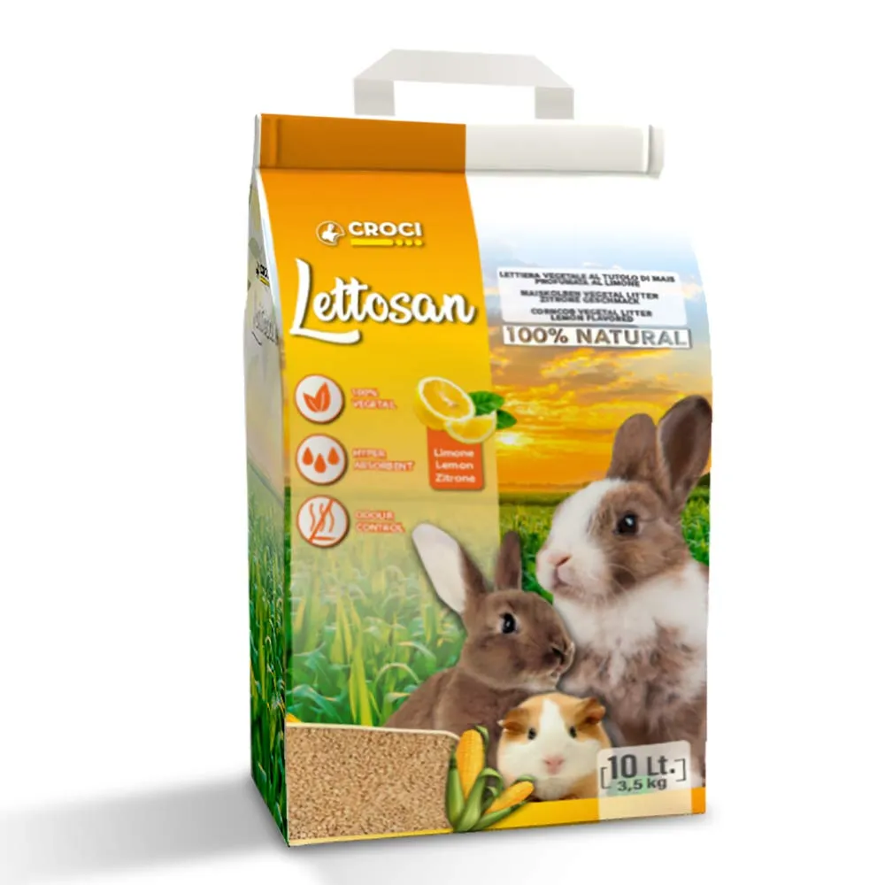 Croci Lettosan Lettiera Vegetale in Mais per Roditori e Conigli al Limone, 10 Litri - immagine 1