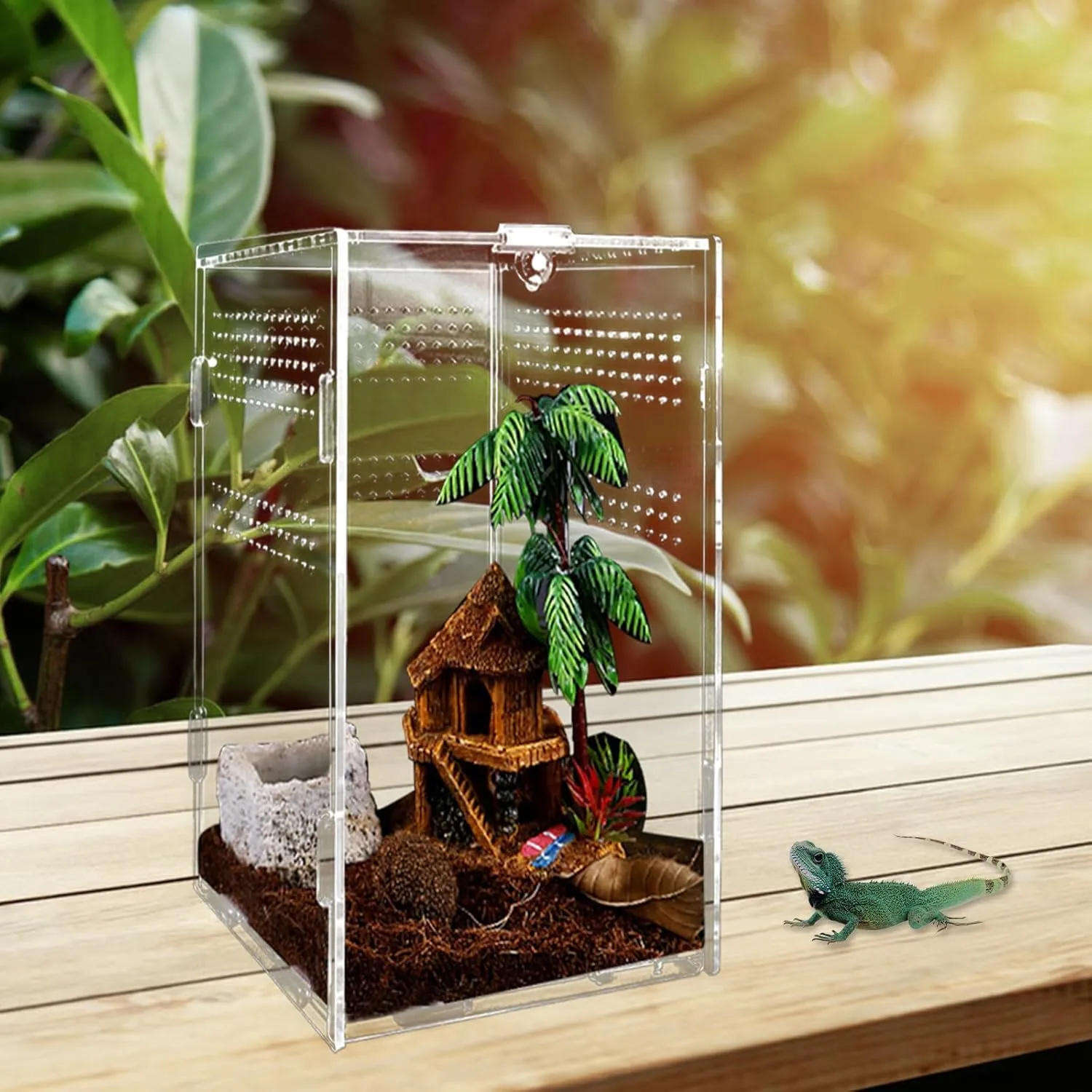 Gulxwis Terrario in Acrilico Trasparente per Insetti e Rettili, 12x12x20 cm - immagine 7