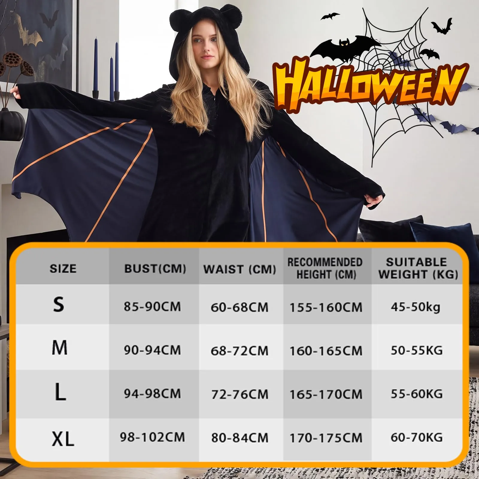 NFJIJL Costume Pipistrello Donna, Nero - immagine 4
