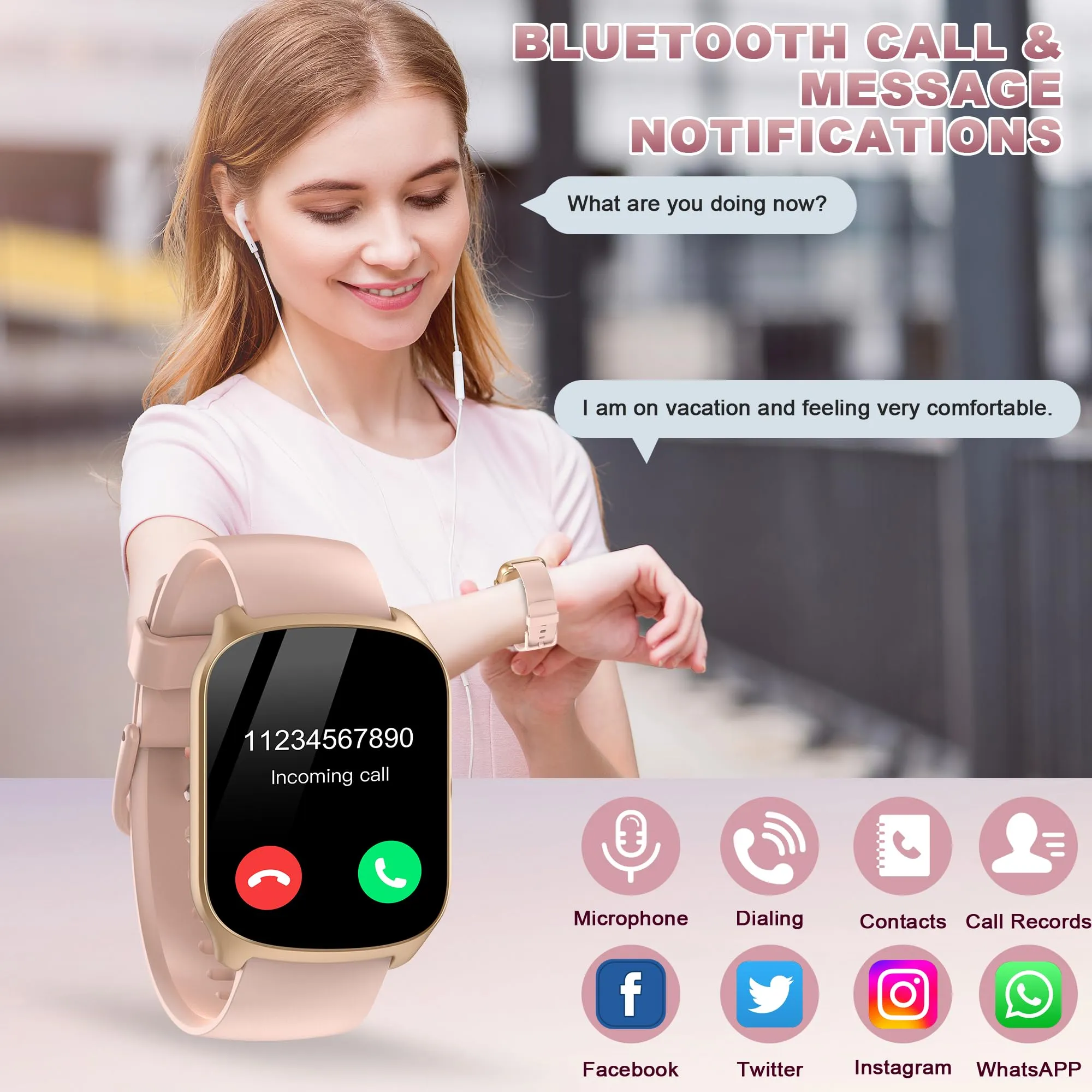 STECEi Smartwatch S68, Schermo Curvo HD 1.95'', Chiamate Bluetooth, 112 Modalità Sportive, Impermeabile IP68, Rosa - immagine 2