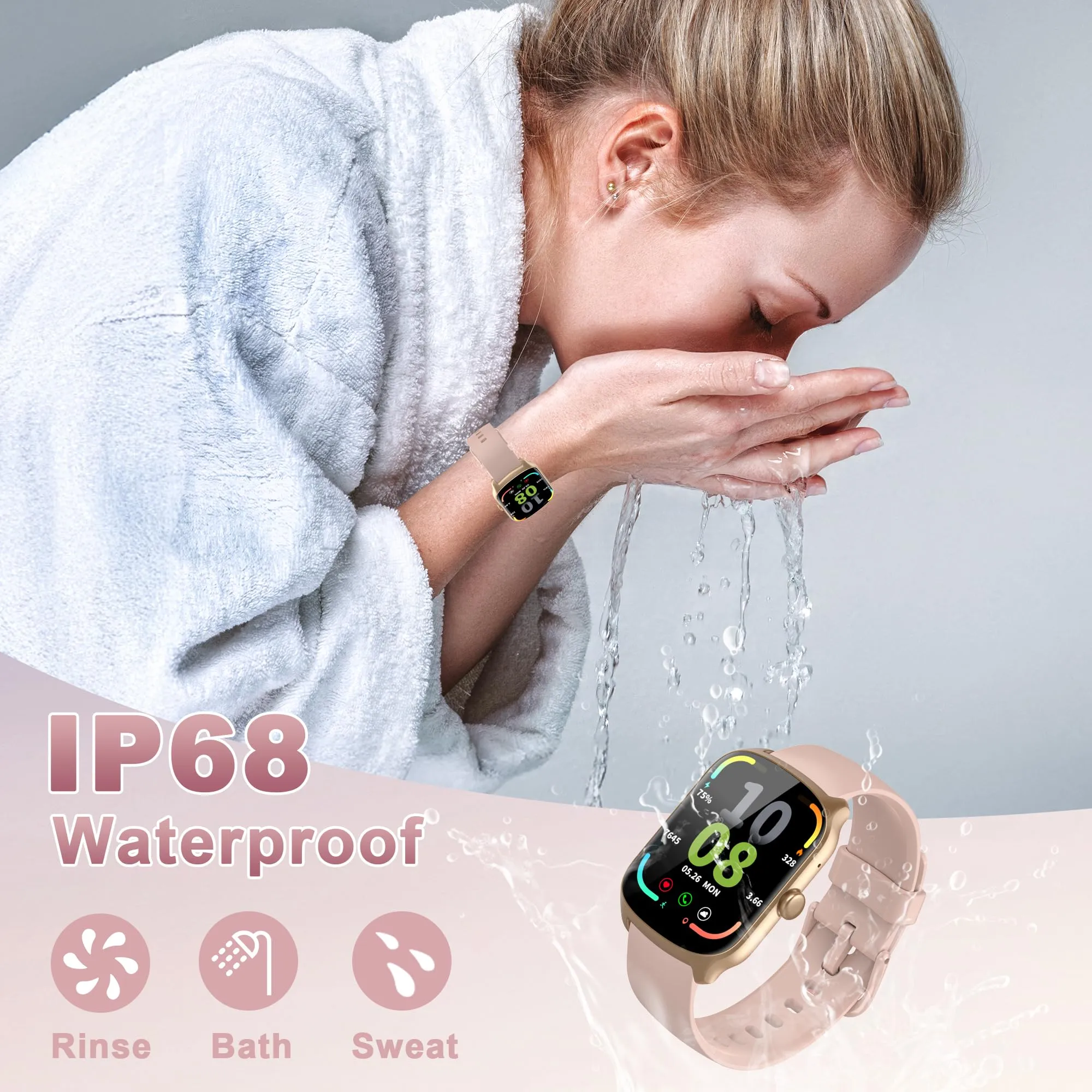 STECEi Smartwatch S68, Schermo Curvo HD 1.95'', Chiamate Bluetooth, 112 Modalità Sportive, Impermeabile IP68, Rosa - immagine 7