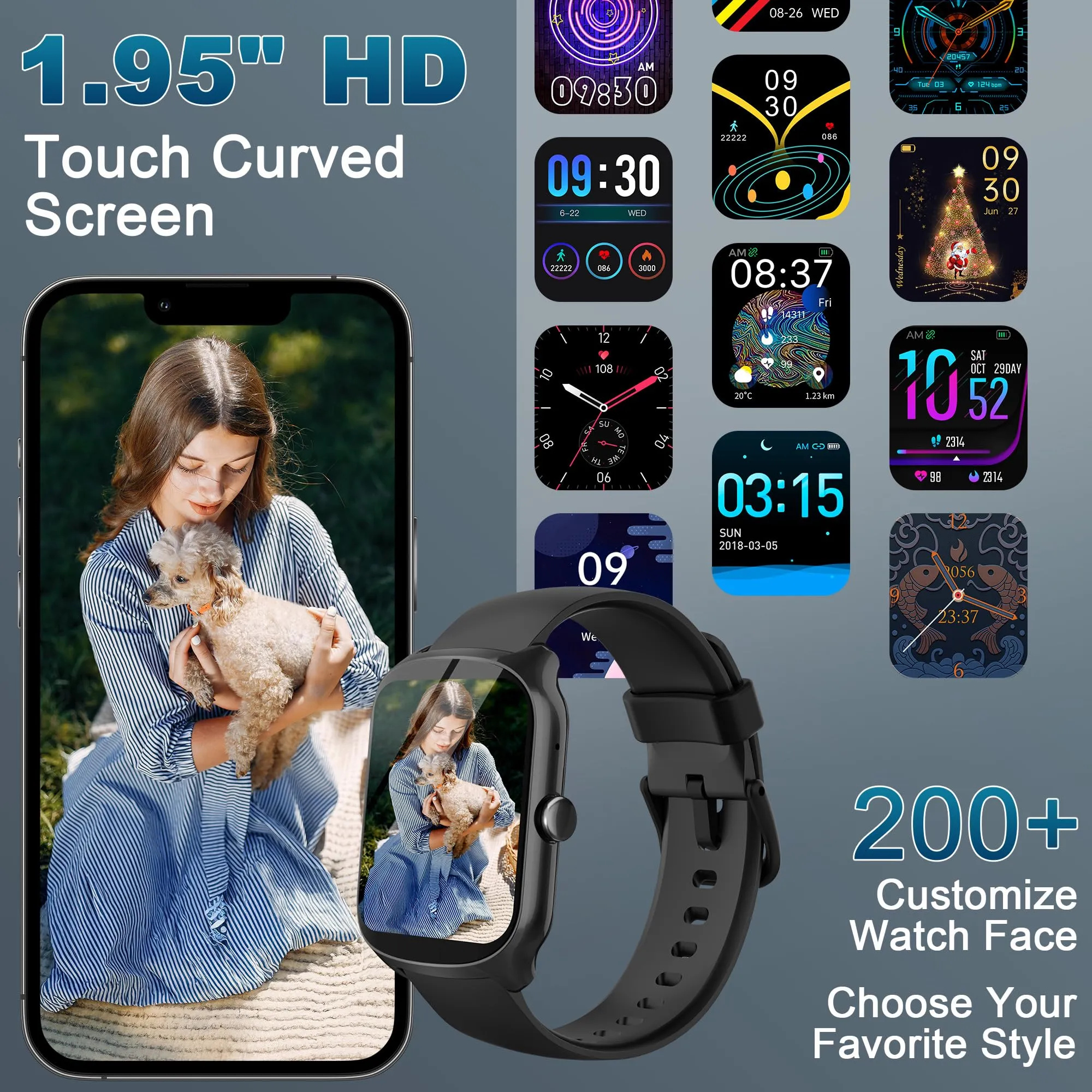 STECEi Smartwatch S68 Schermo Curvo HD 1,95'' Chiamate Bluetooth 112 Modalità Sportive IP68 Nero - immagine 4