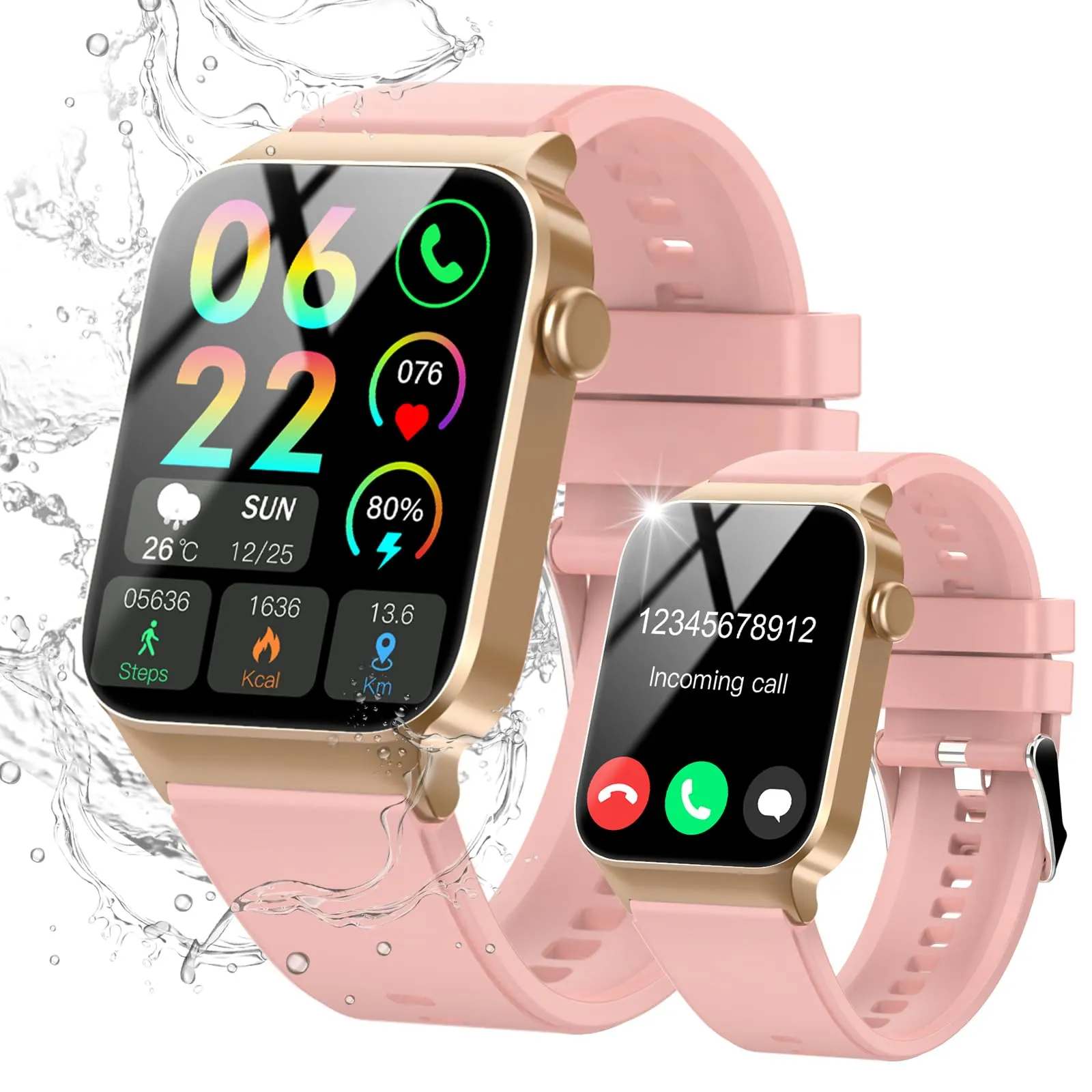 STECEi Smartwatch Uomo Donna, Schermo HD 1,85'', Chiamate Bluetooth, 112 Modalità Sportive, IP68, Rosa Oro - immagine 1