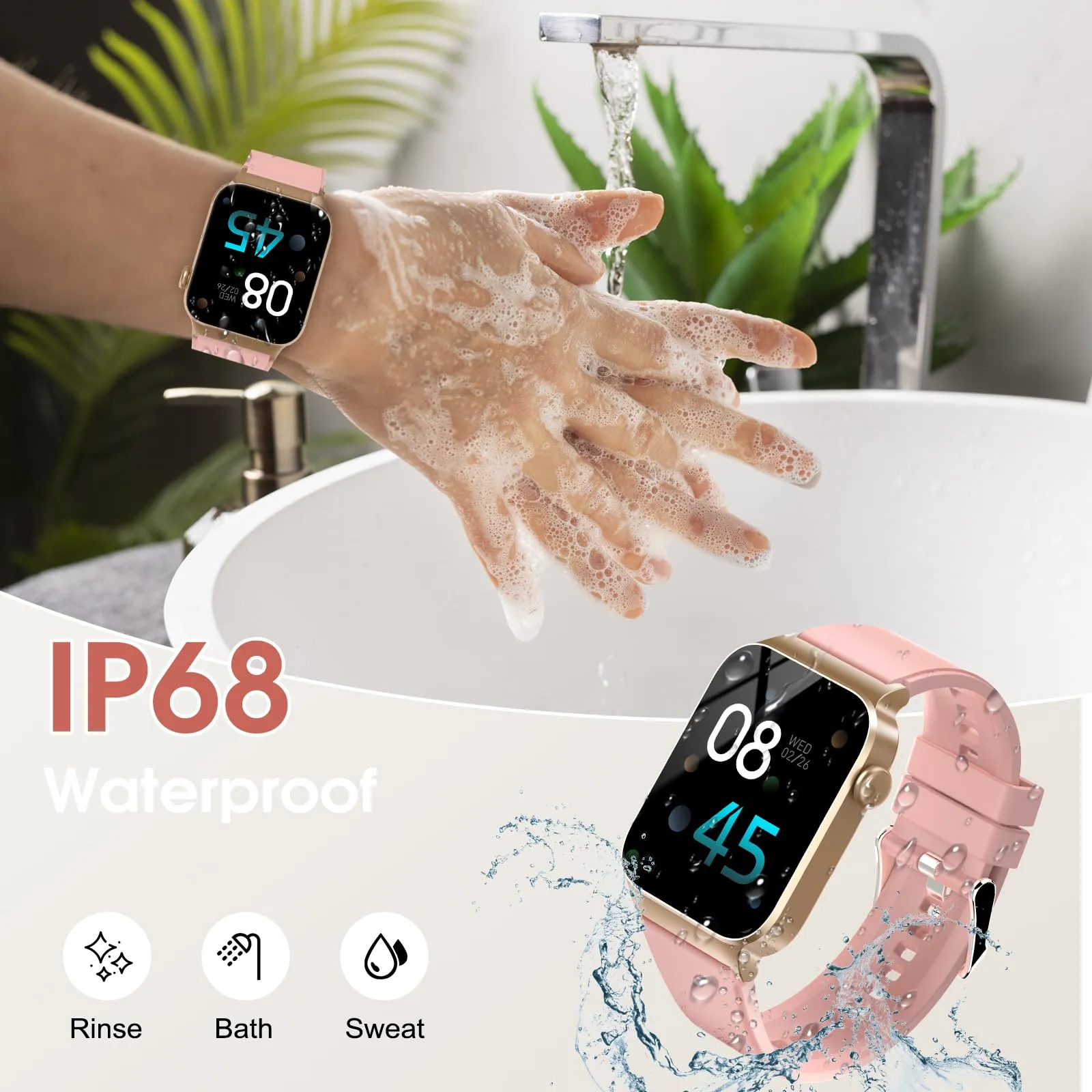 STECEi Smartwatch Uomo Donna, Schermo HD 1,85'', Chiamate Bluetooth, 112 Modalità Sportive, IP68, Rosa Oro - immagine 7