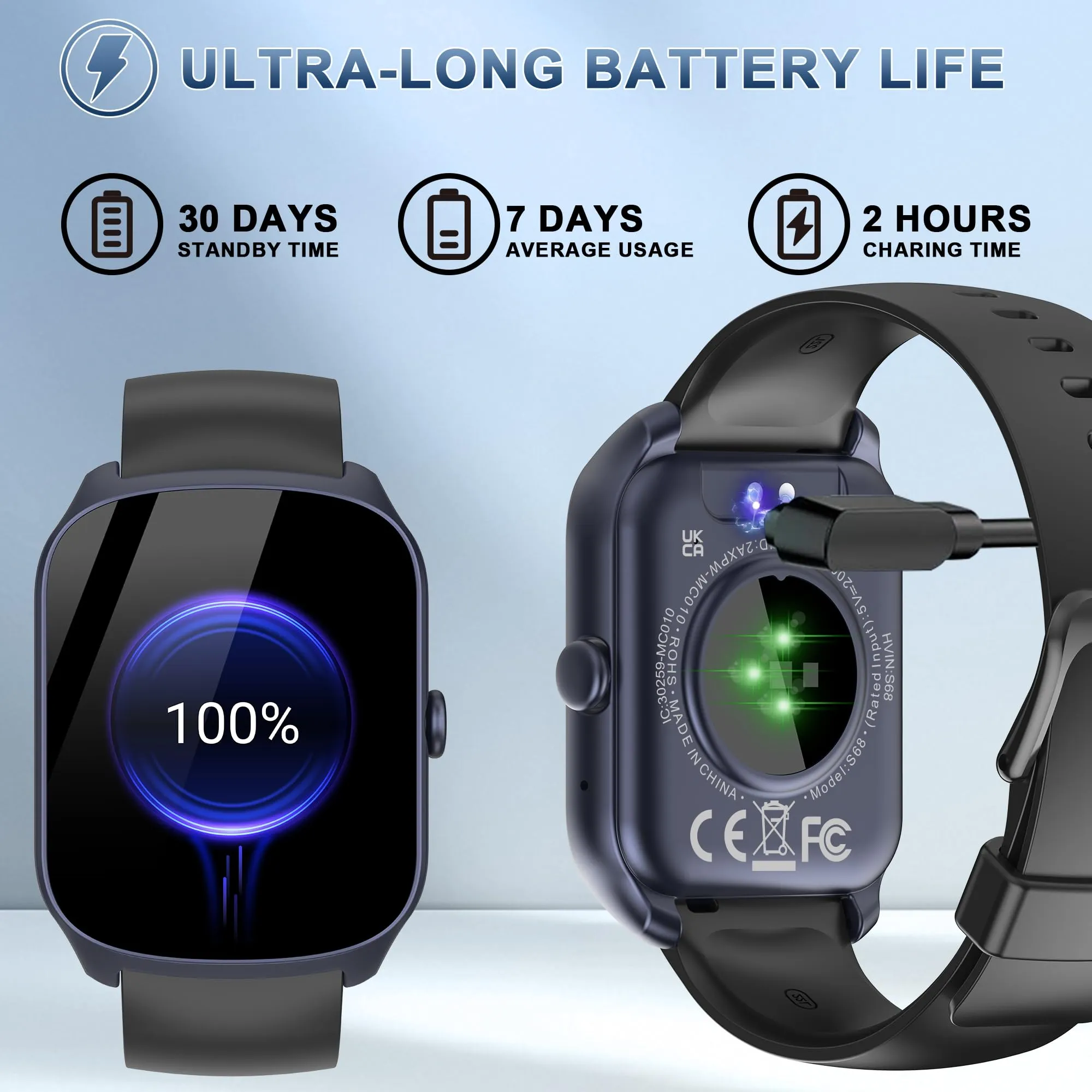 STECEi Smartwatch 1,95'' Display Curvo, Chiamate Bluetooth, 112 Modalità Sportive, Monitoraggio Salute e Sonno, Impermeabile IP68, Blu - immagine 6