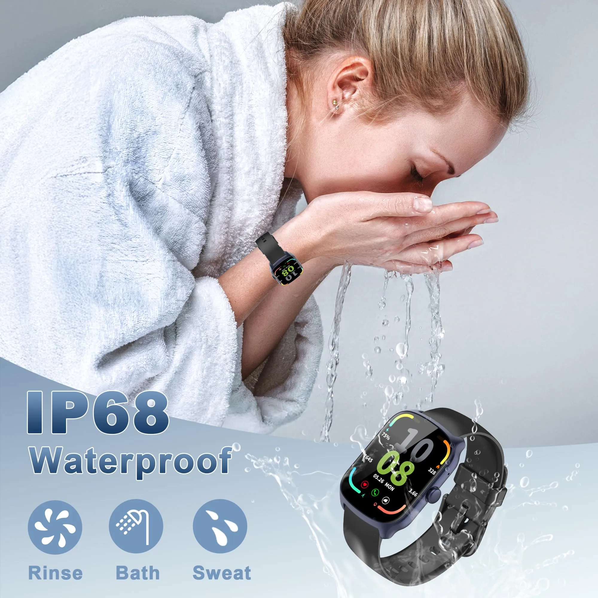 STECEi Smartwatch 1,95'' Display Curvo, Chiamate Bluetooth, 112 Modalità Sportive, Monitoraggio Salute e Sonno, Impermeabile IP68, Blu - immagine 7